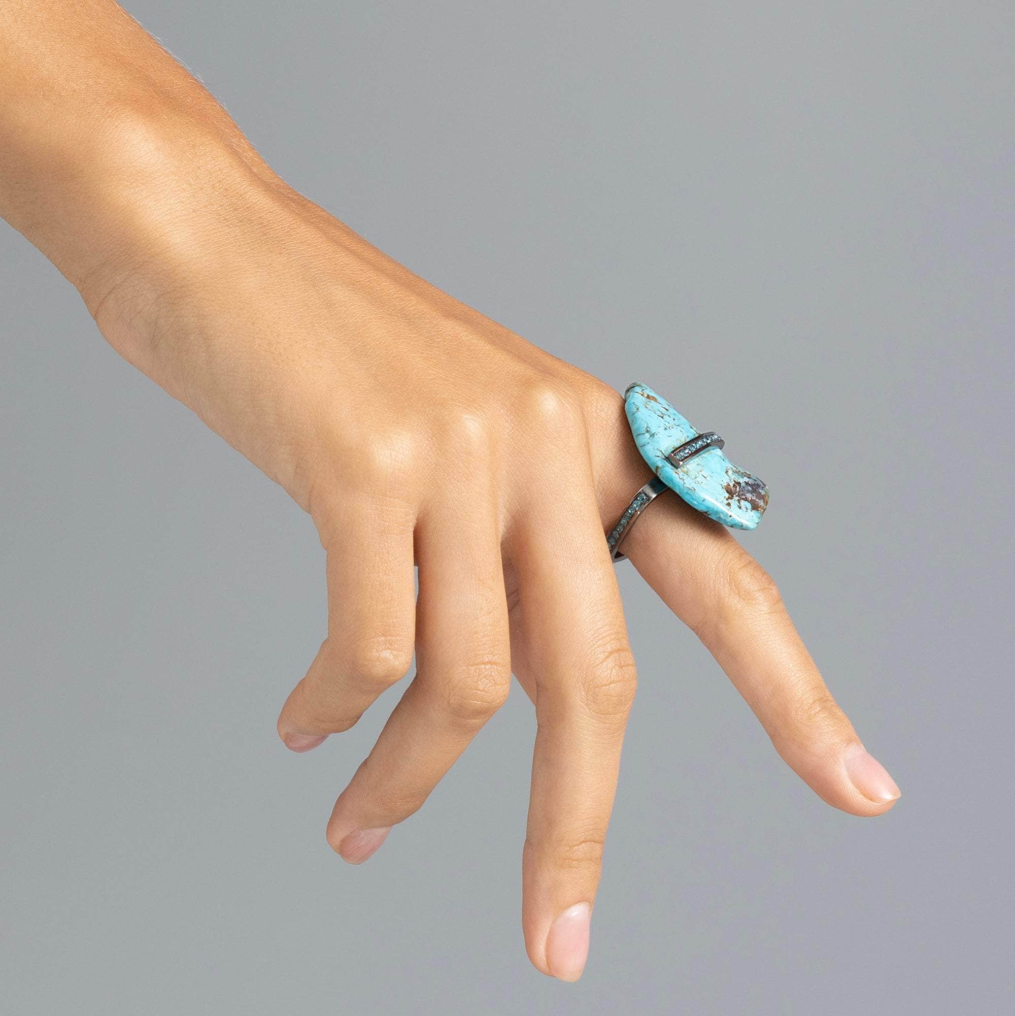 Tany Rough Turquoise and Topaz Ring