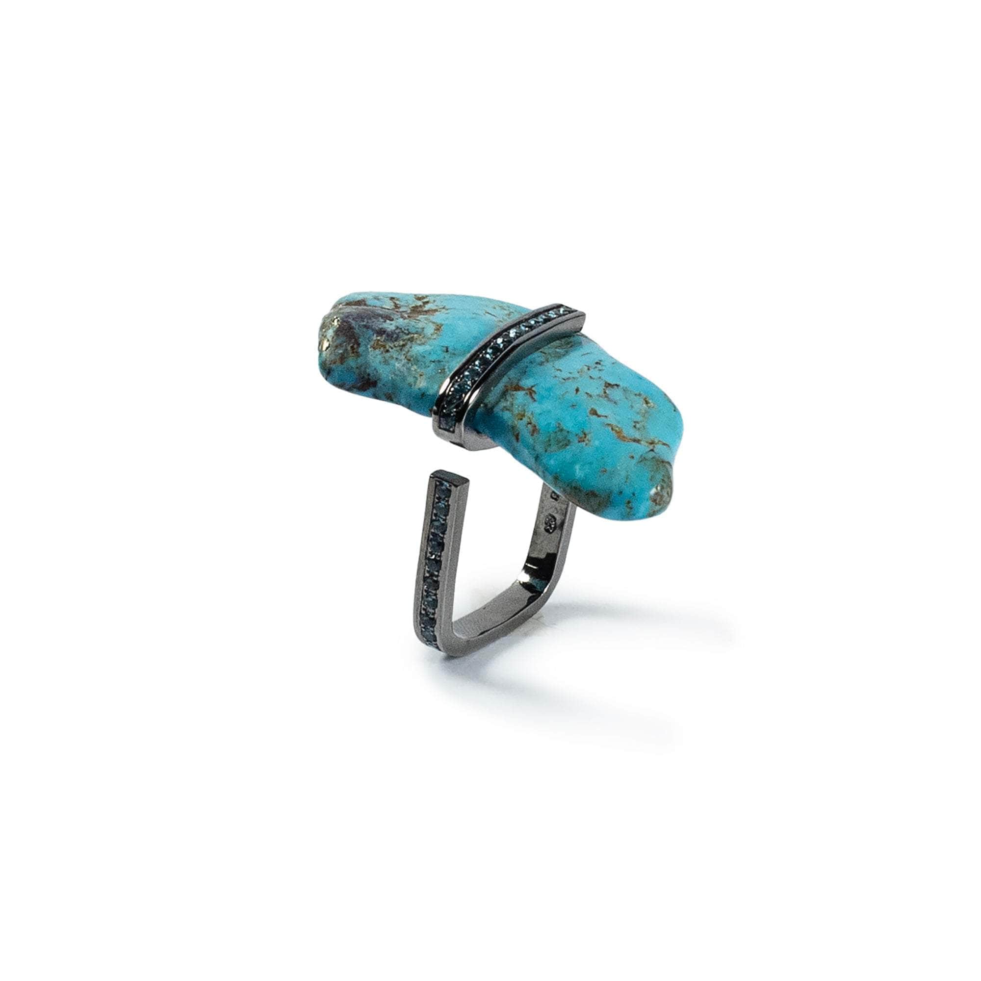 Tany Rough Turquoise and Topaz Ring