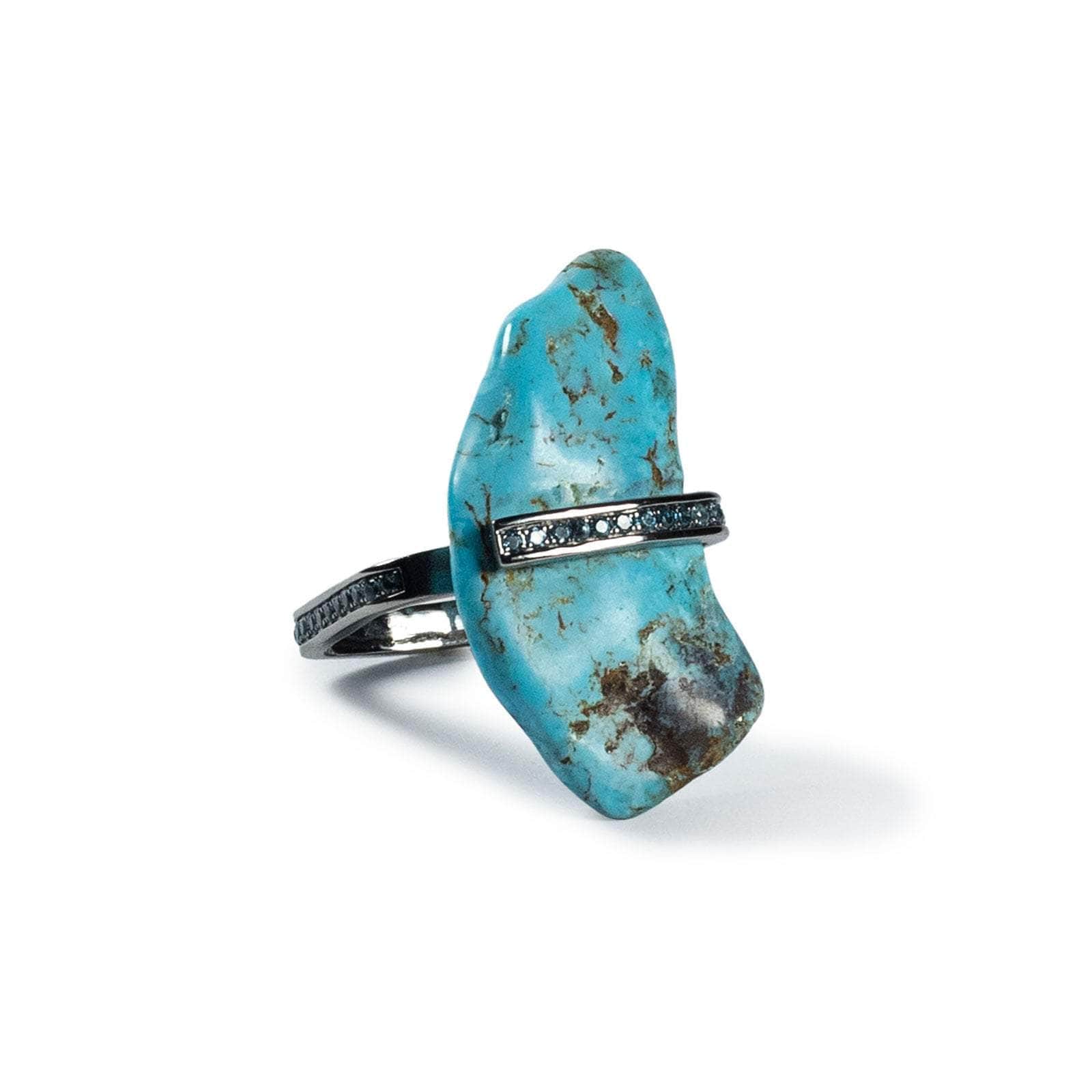 Tany Rough Turquoise and Topaz Ring