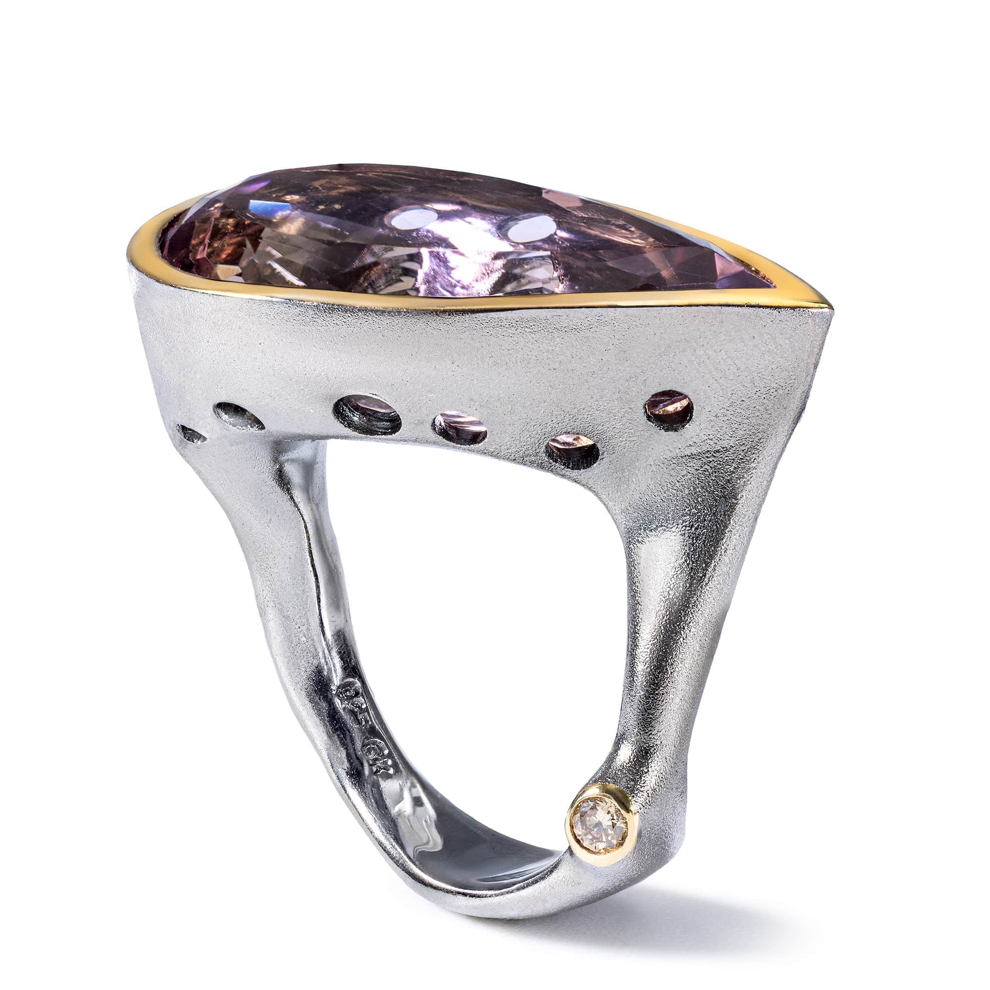 Claro Singular Edition Sterling Silver Ring With Ametrine & Cognac Diamond
