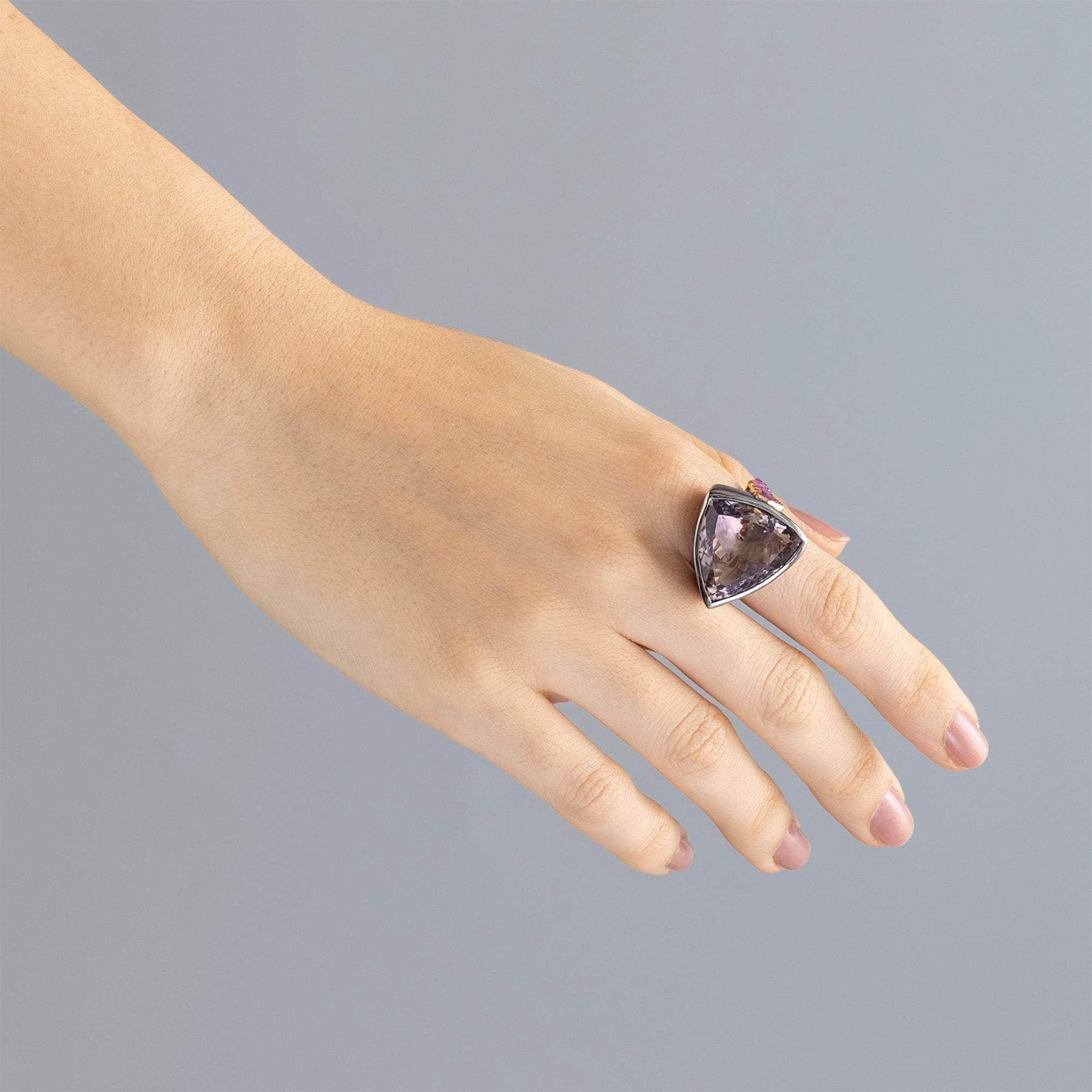 Nyman Ametrine and Rough Ruby Ring