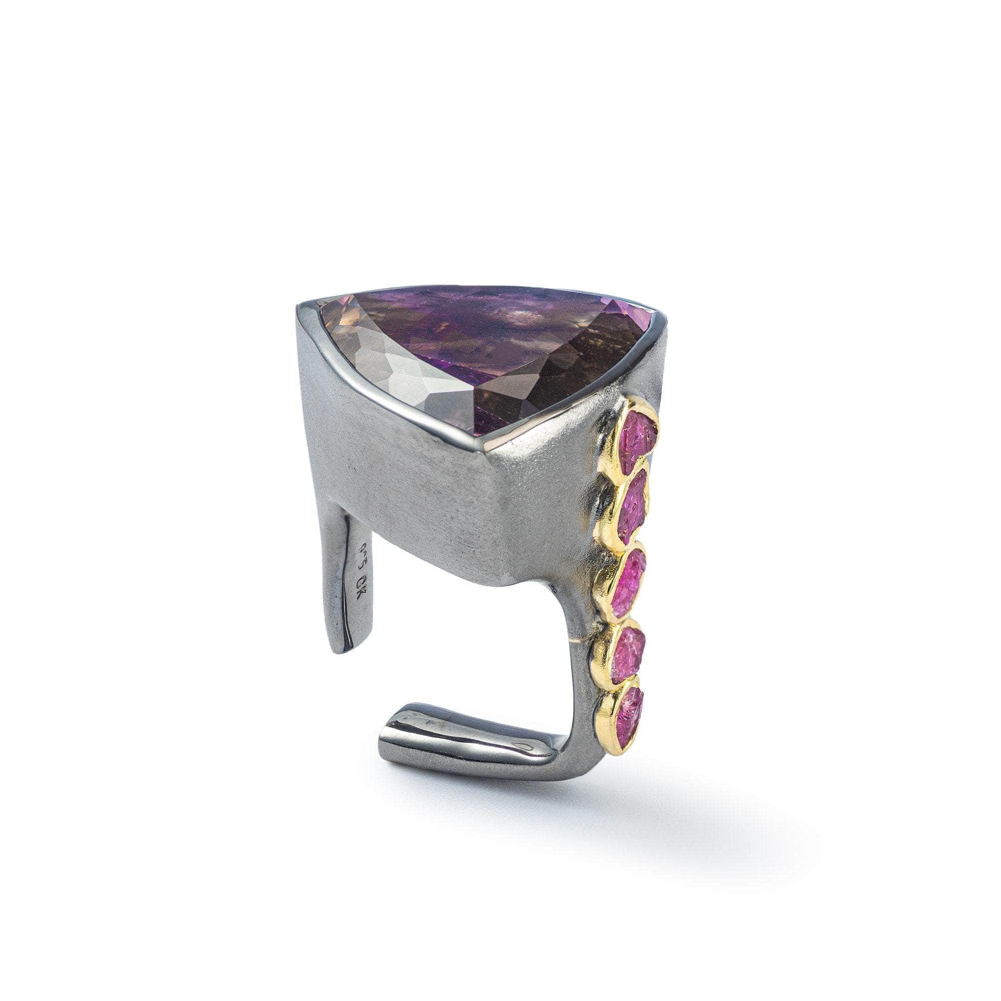 Nyman Ametrine and Rough Ruby Ring
