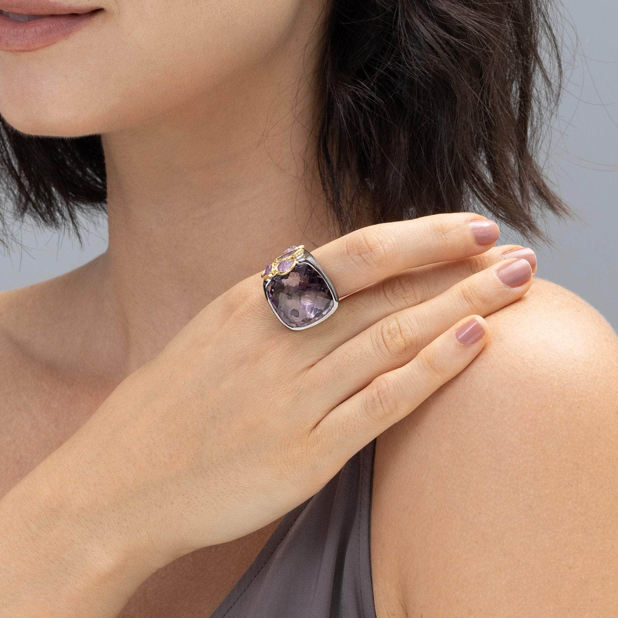 Byrd Ametrine and Rough Sapphire Ring