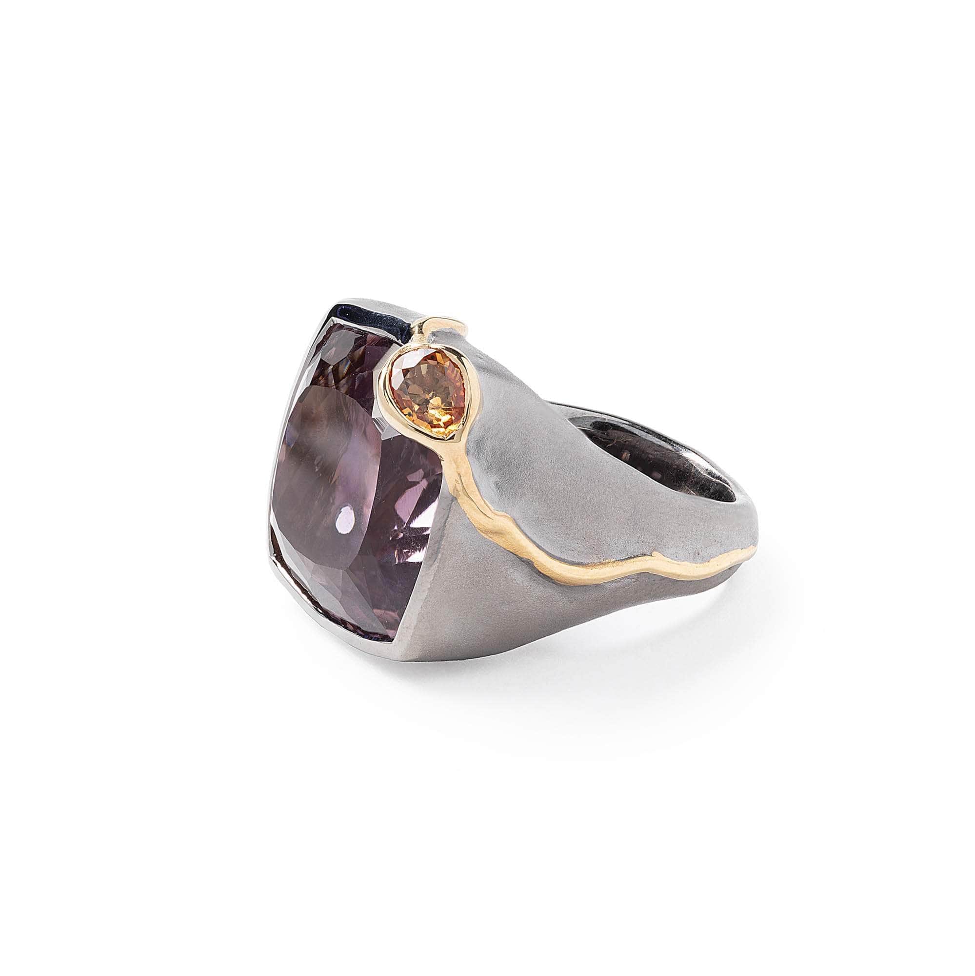 Jun Ametrine and Sapphire Ring