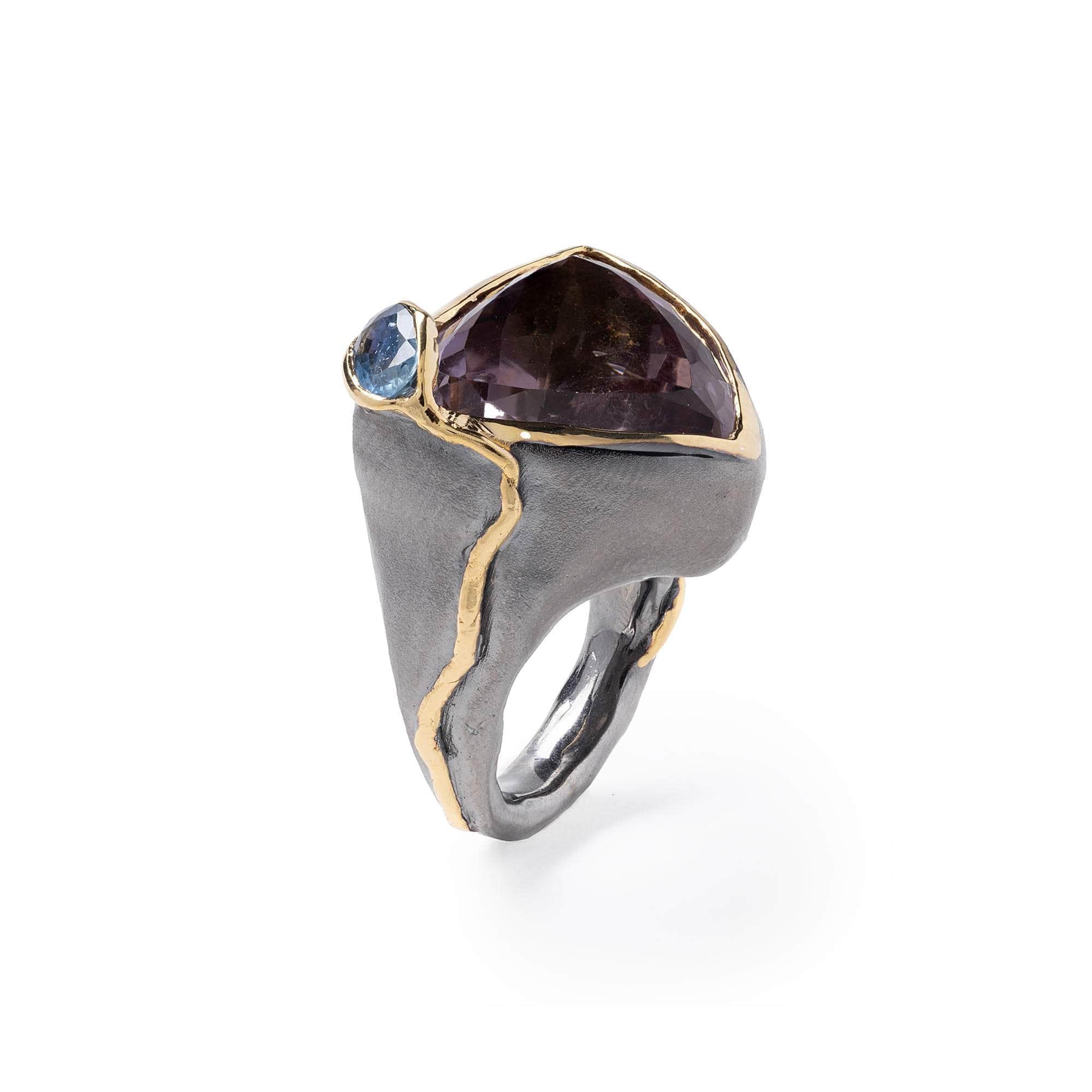 Maia Ametrine and Sapphire Ring