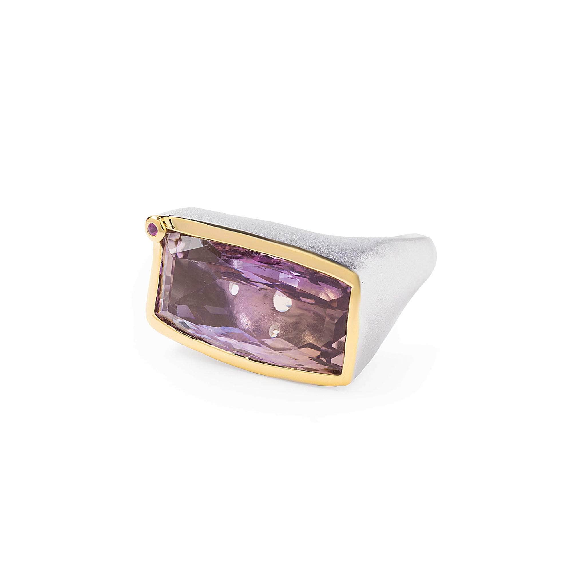 Matsi Exclusive Handcrafted Silver Ring with Natural Ametrine & Sapphire