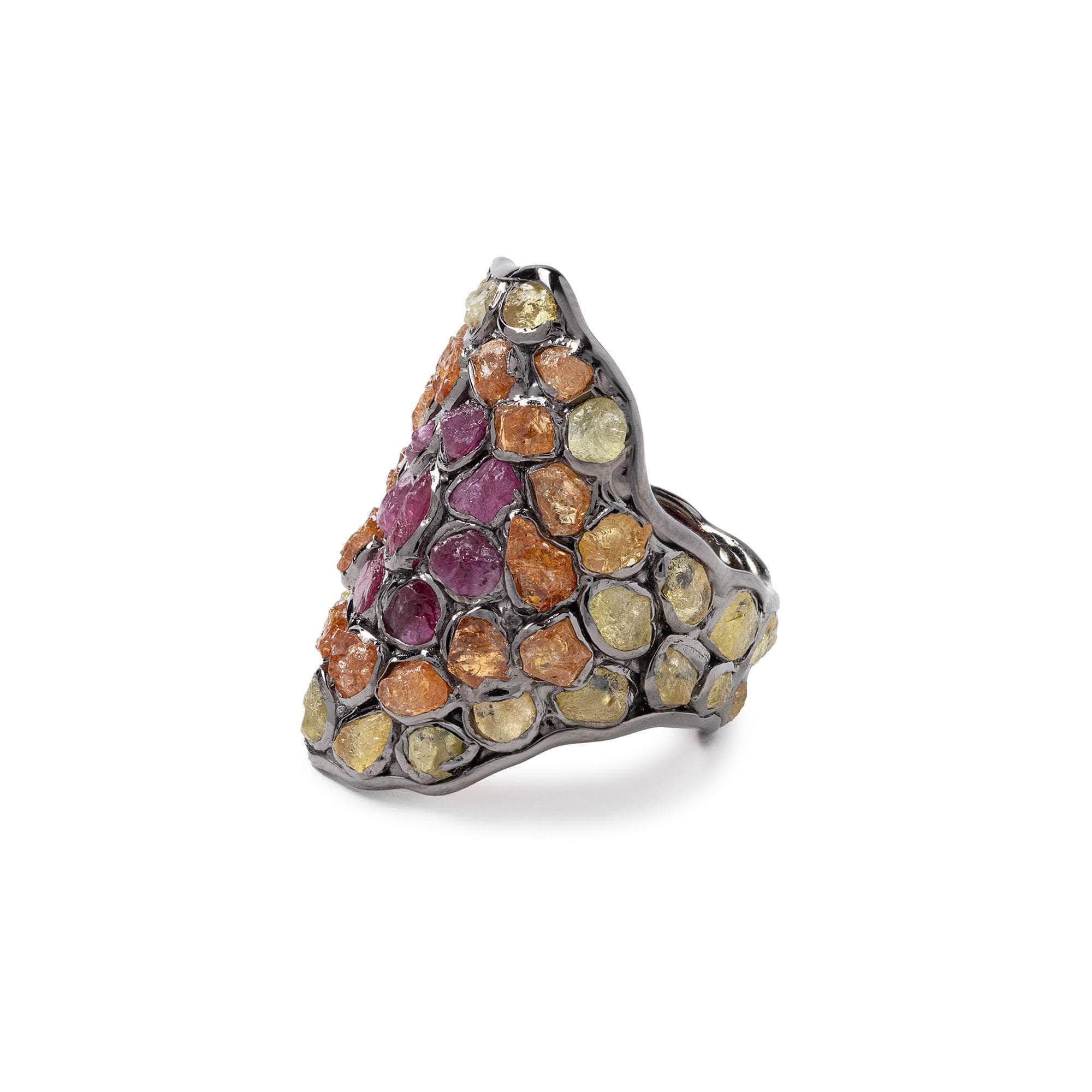 Nateli Rough Chrysoberyl and Rough Spessartine Garnet Ring