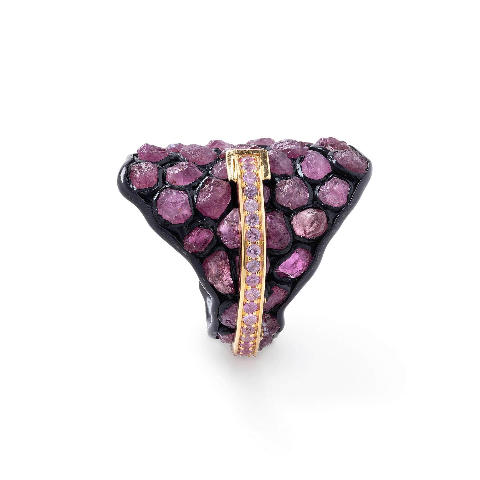 Leer Rough Ruby and Sapphire Ring
