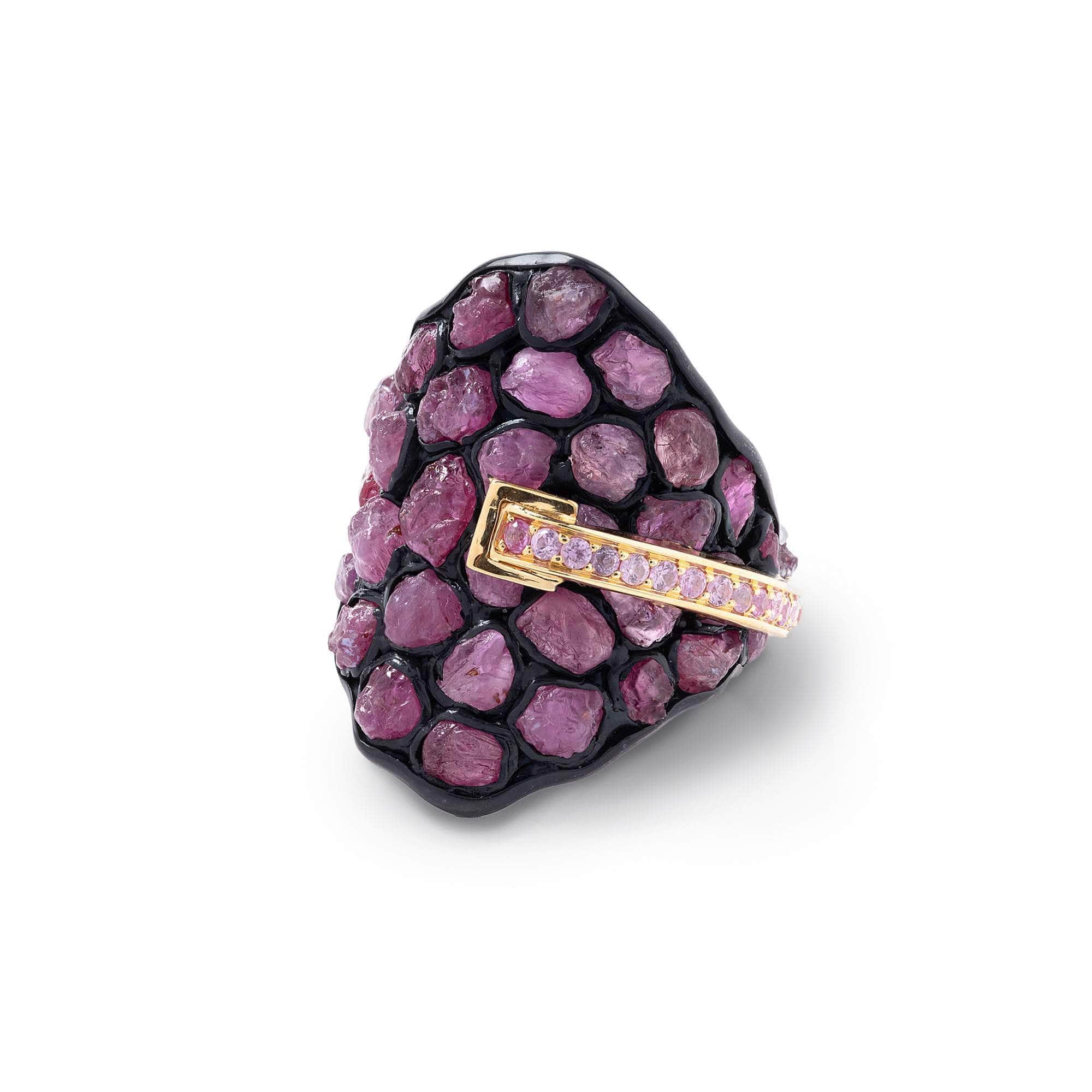 Leer Rough Ruby and Sapphire Ring