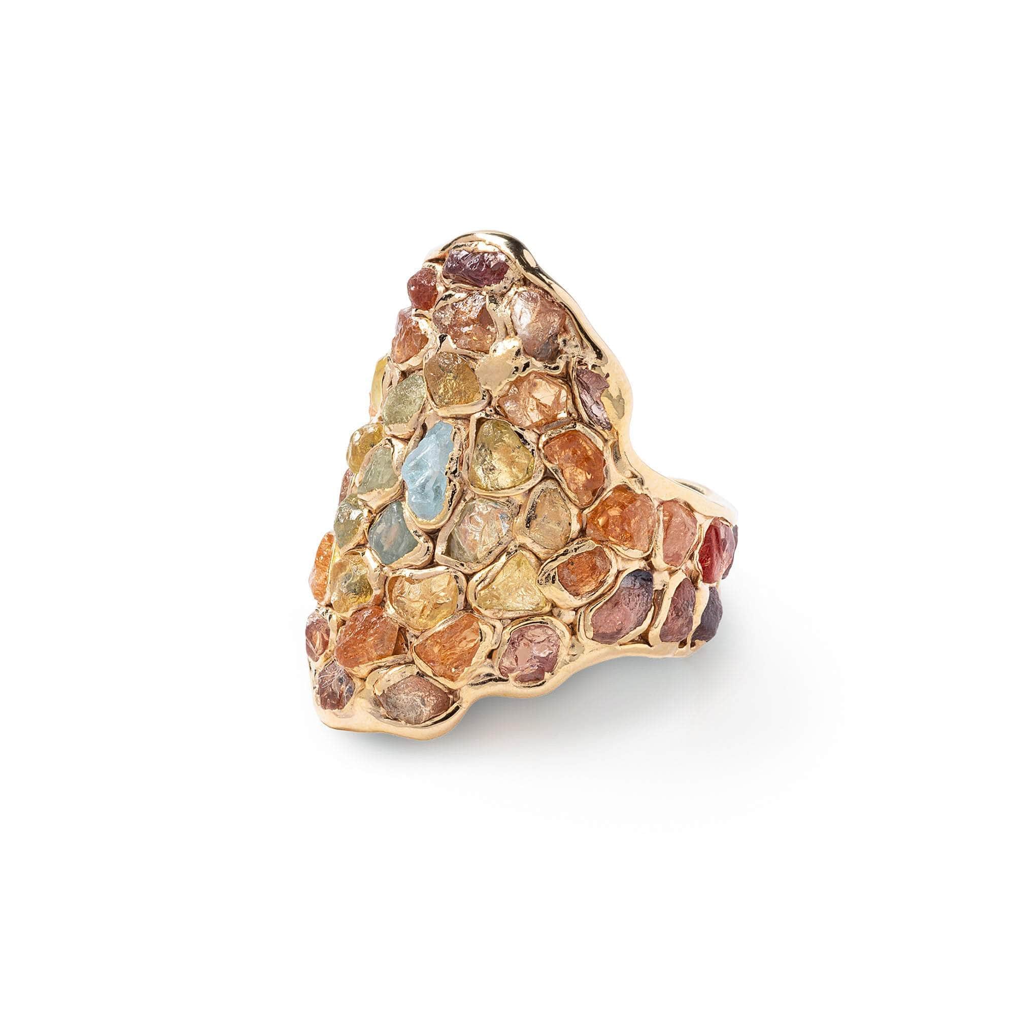 Ere Rough Aquamarine and Rough Spessartine Garnet Ring