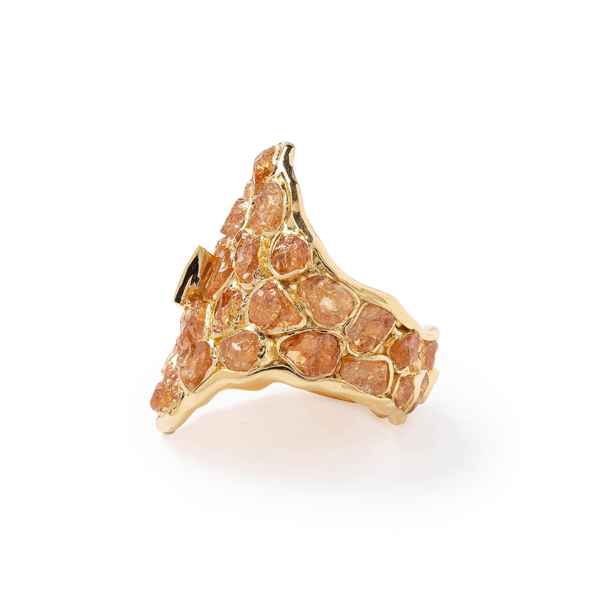 Neex Rough Spessartine Garnet and Sapphire Ring