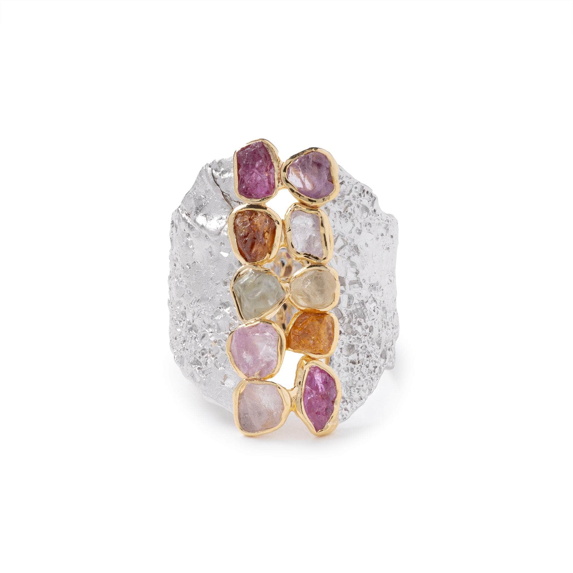 Neu Rough Sapphire and Ruby Ring