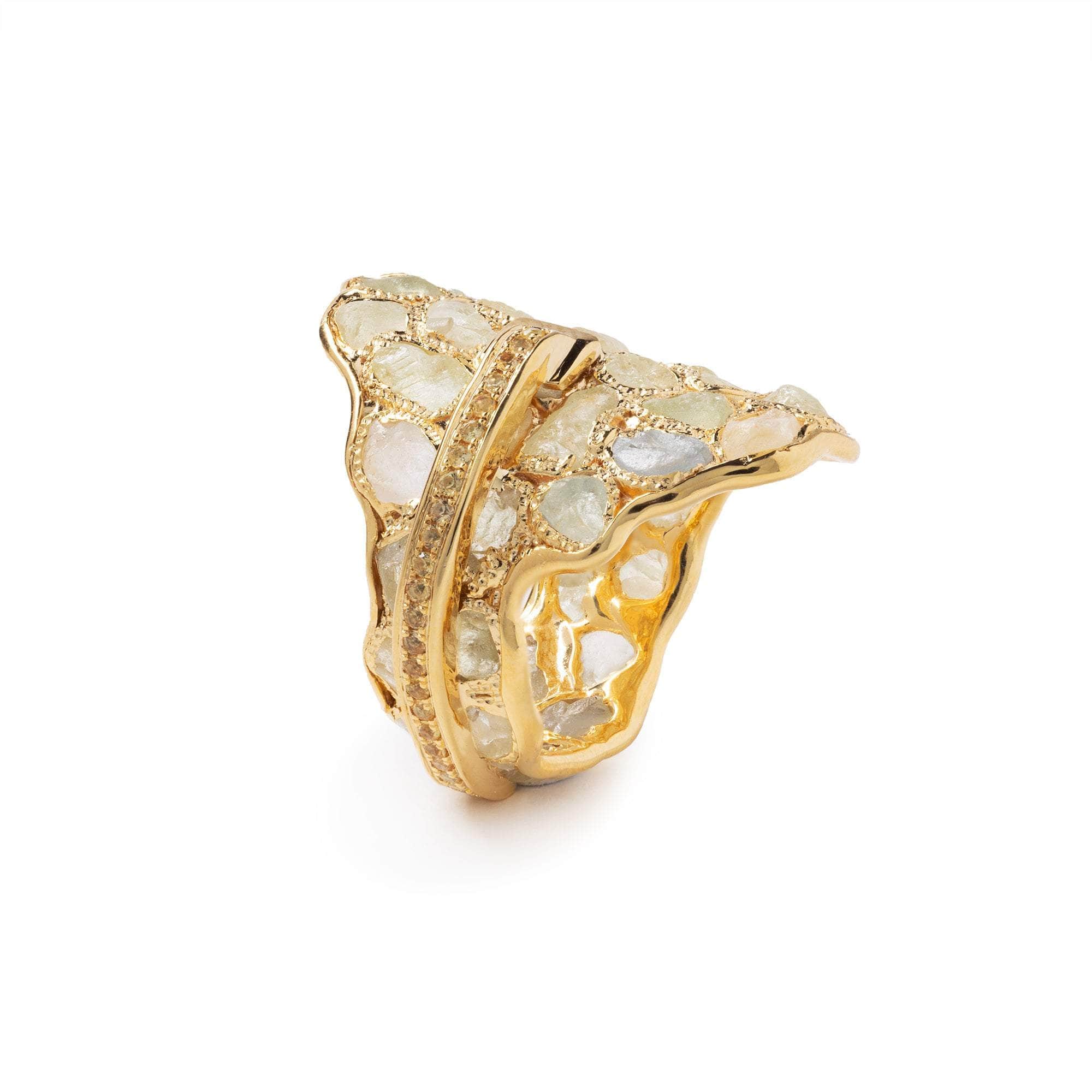 Noor Rough Chrysoberyl and Sapphire Ring