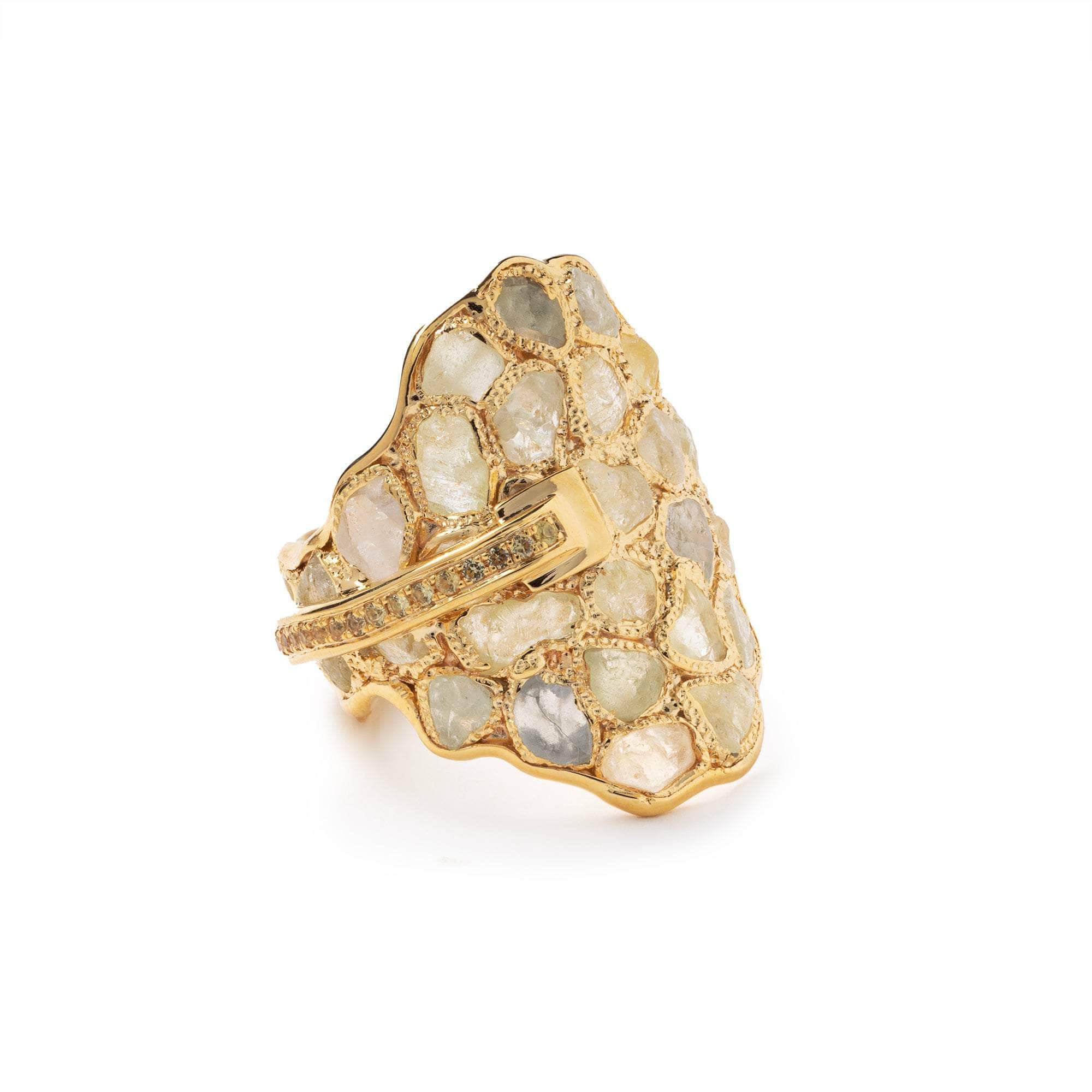 Noor Rough Chrysoberyl and Sapphire Ring