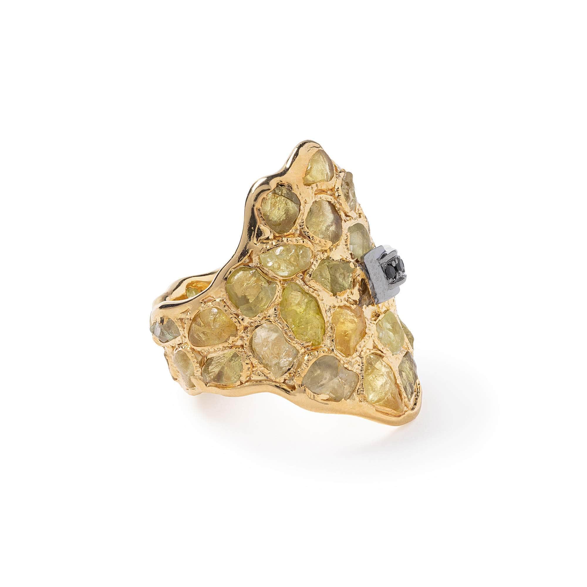 Veza Rough Chrysoberyl and Spinel Ring