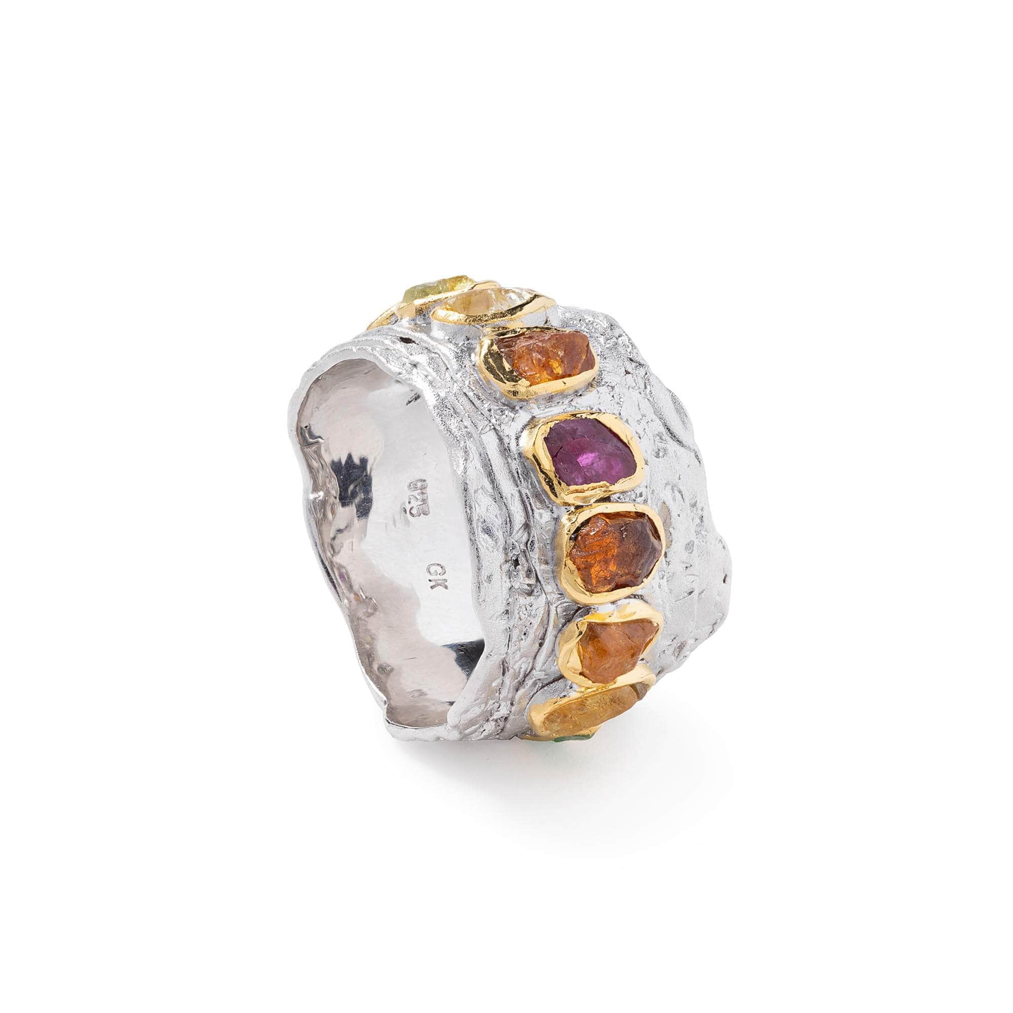 Amun Rough Ruby and Chrysoberyl Ring
