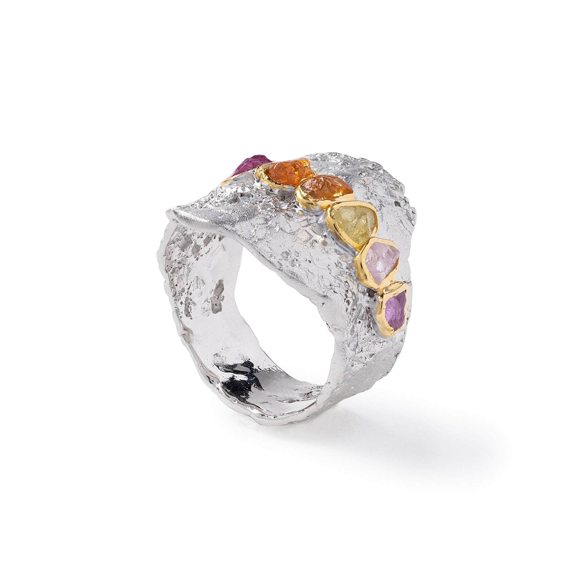 Kali Rough Sapphire and Ruby Ring