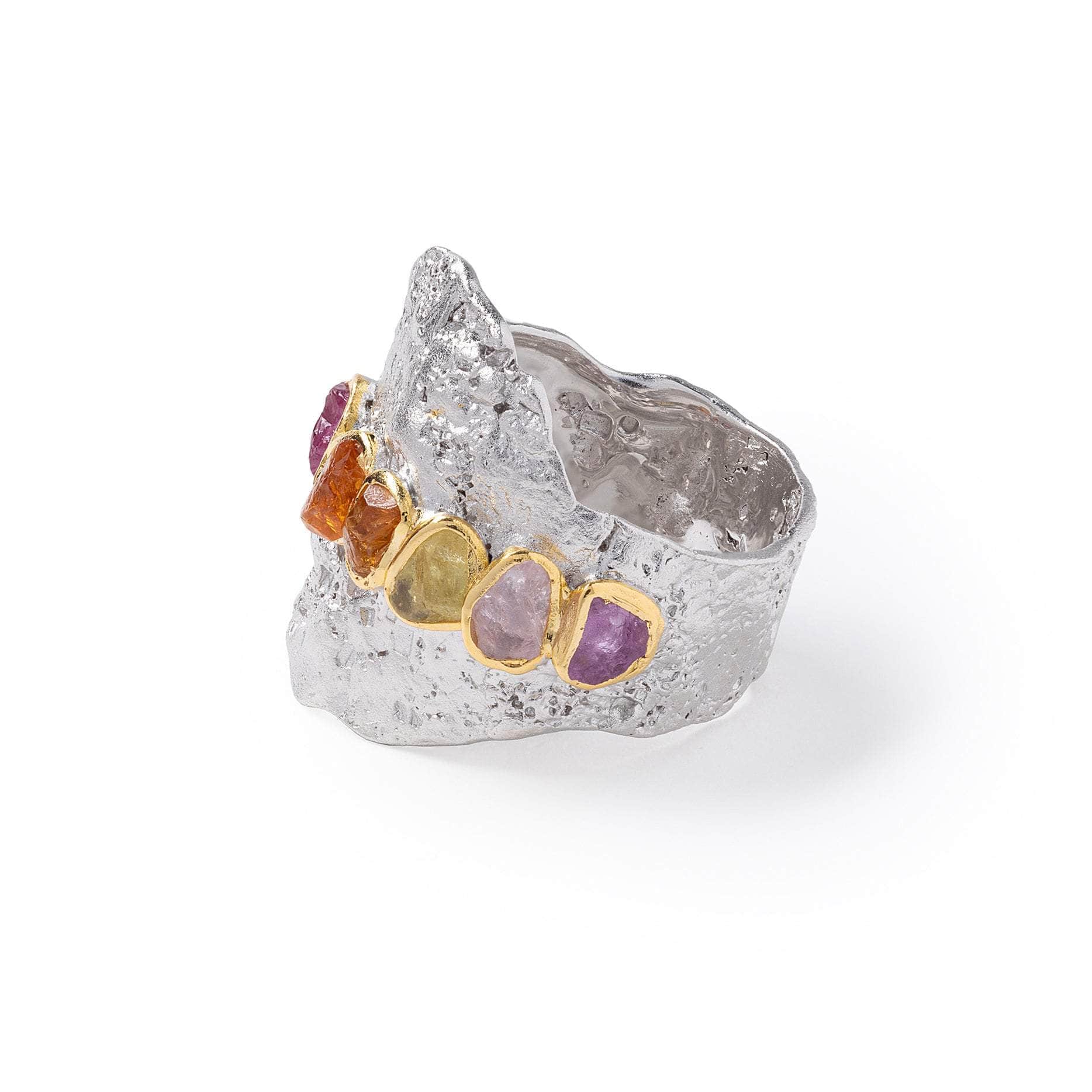 Kali Rough Sapphire and Ruby Ring