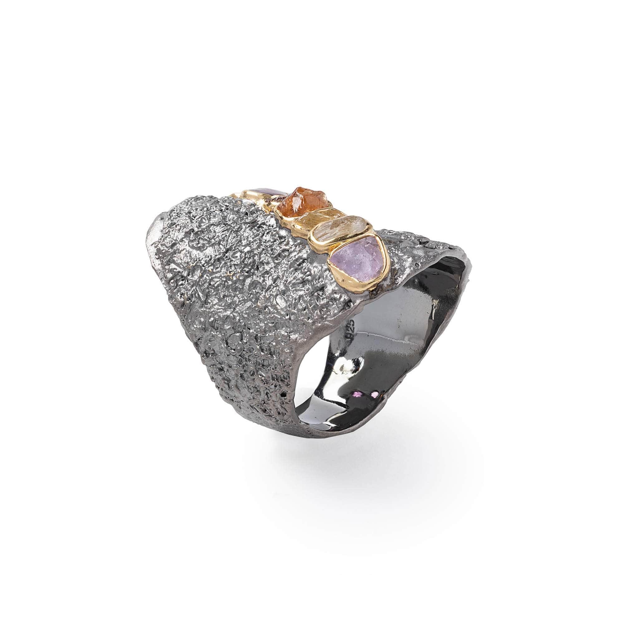 Boreas Rough Sapphire and Ruby Ring