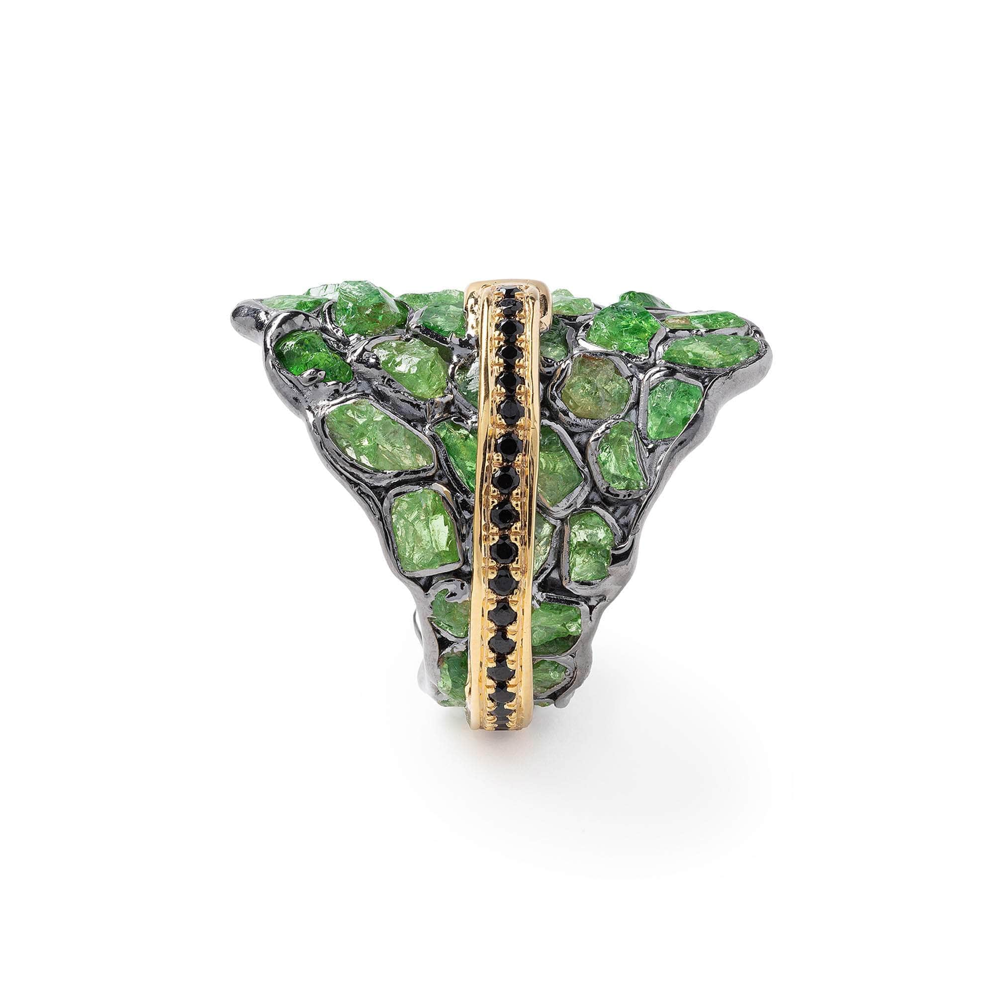 Cernun Rough Tsavorite and Spinel Ring