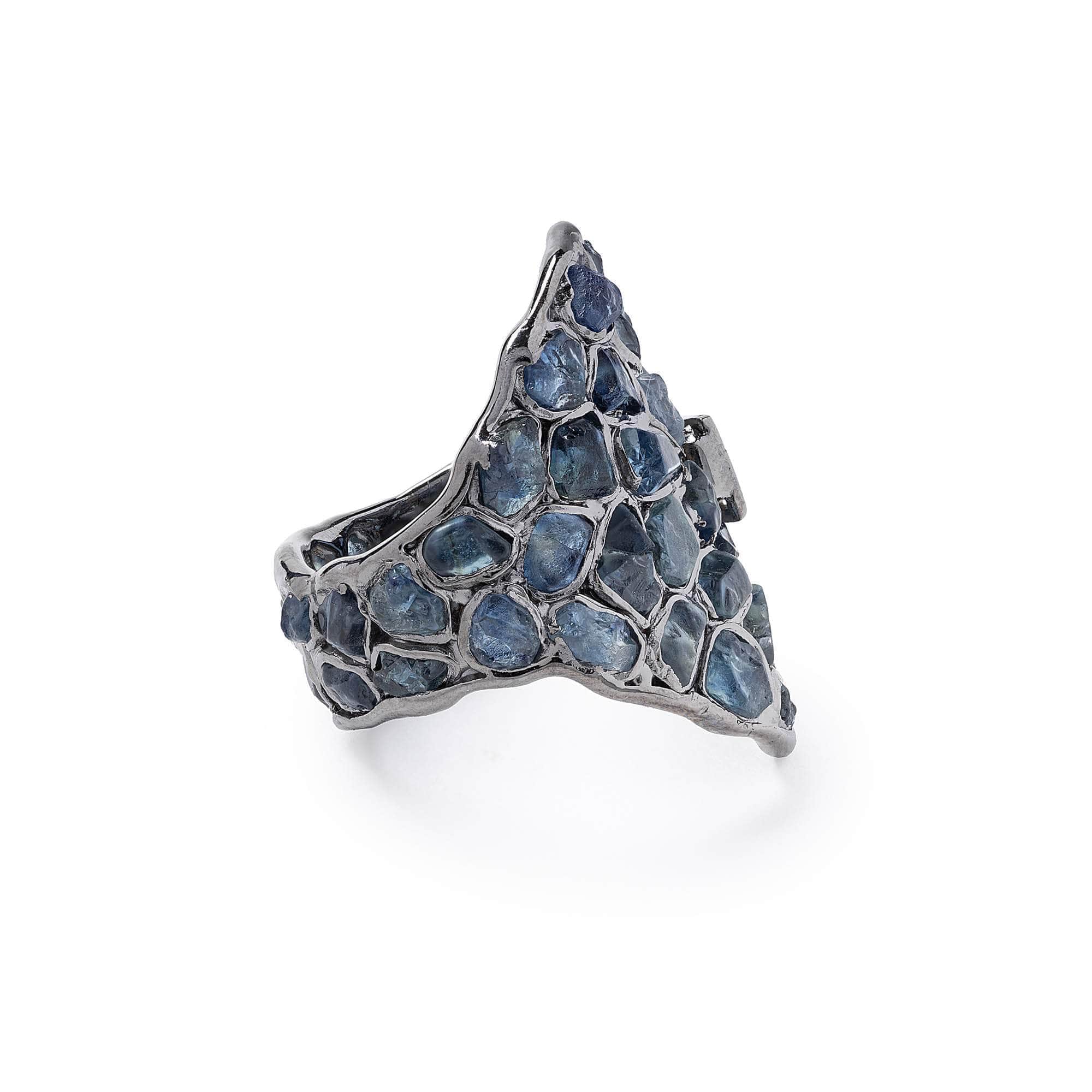 Aten Rough Sapphire and Spinel Ring