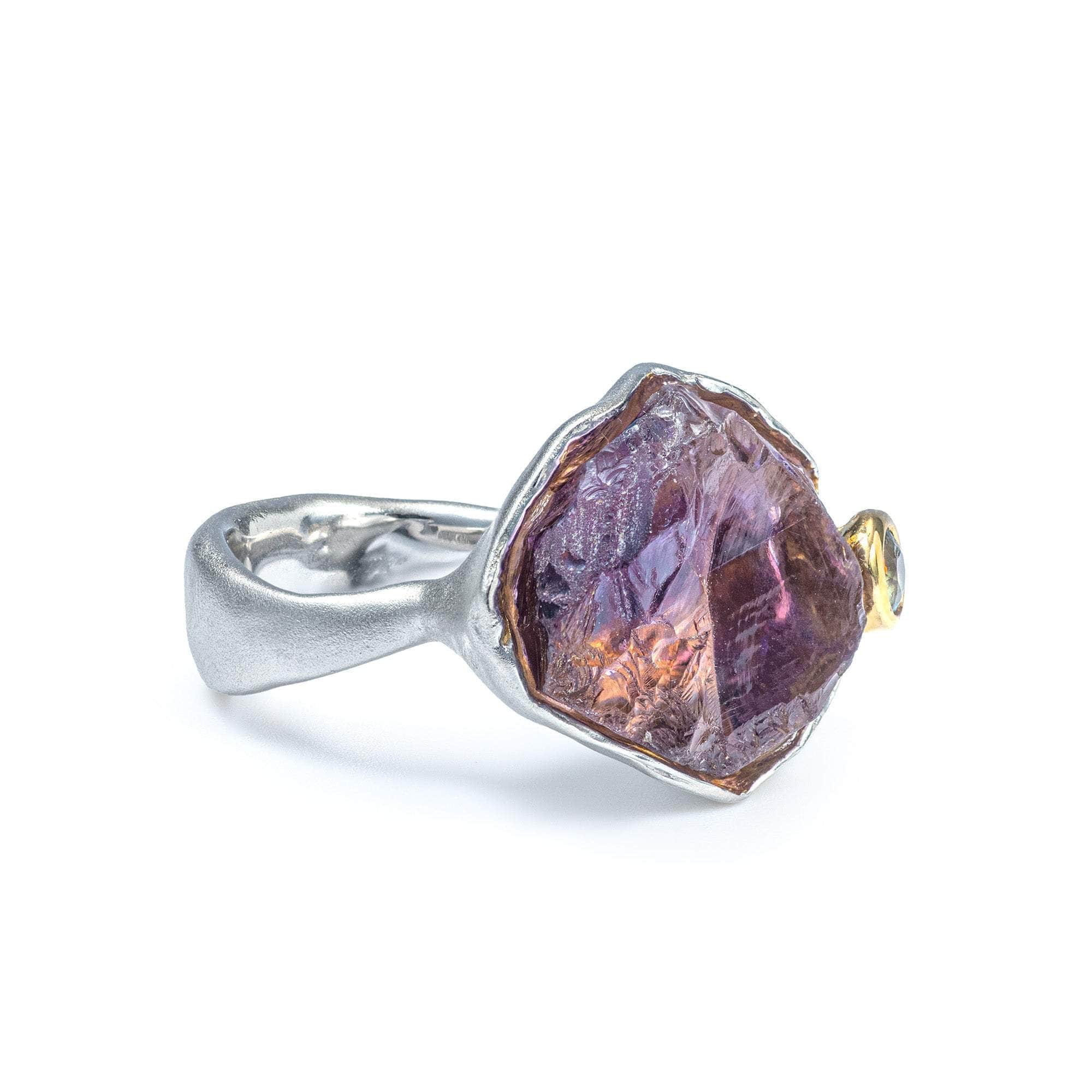 Alcuin Rough Ametrine and Sapphire Ring