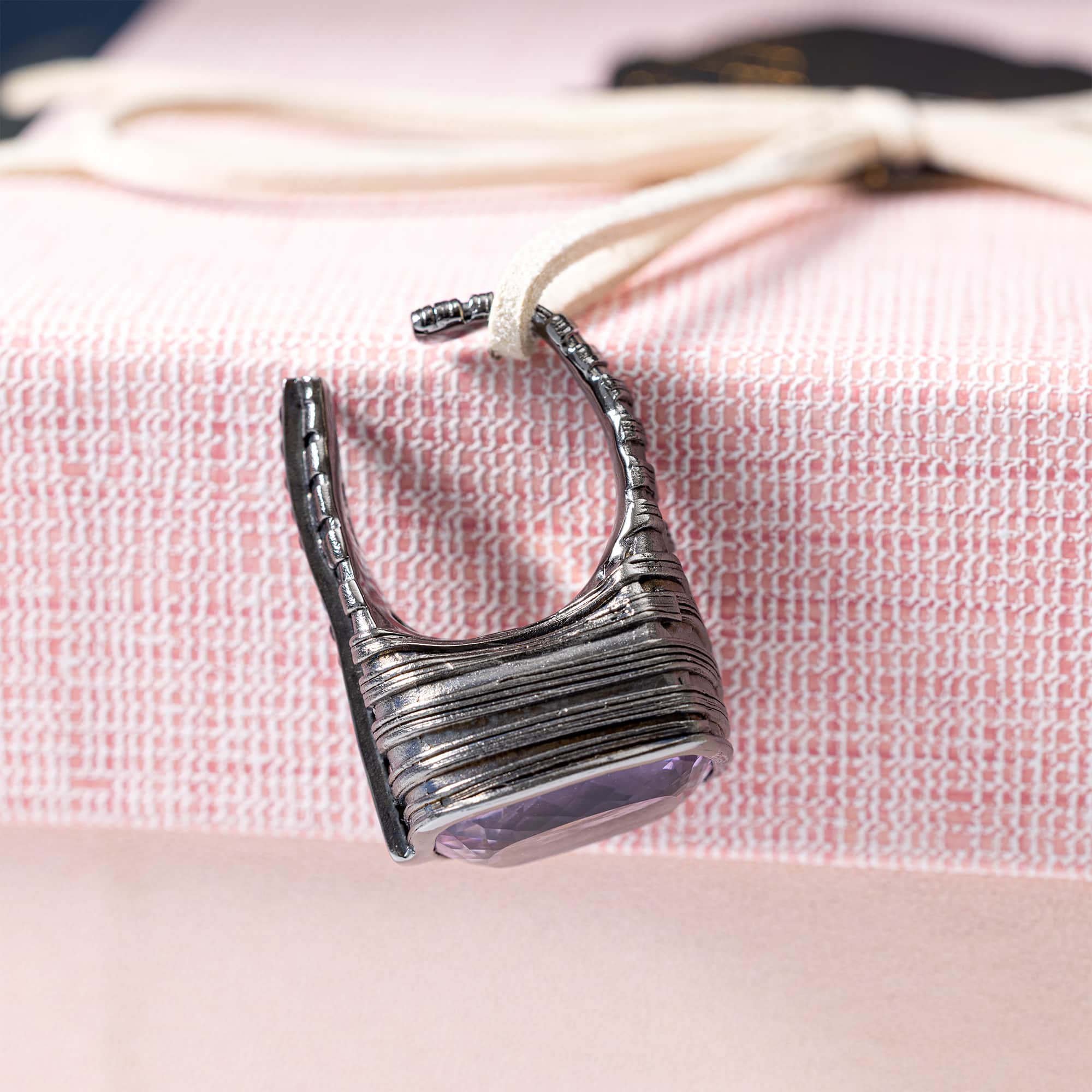 Jabbah Singular Edition Sterling Silver Ring With Amethyst & Black Spinel