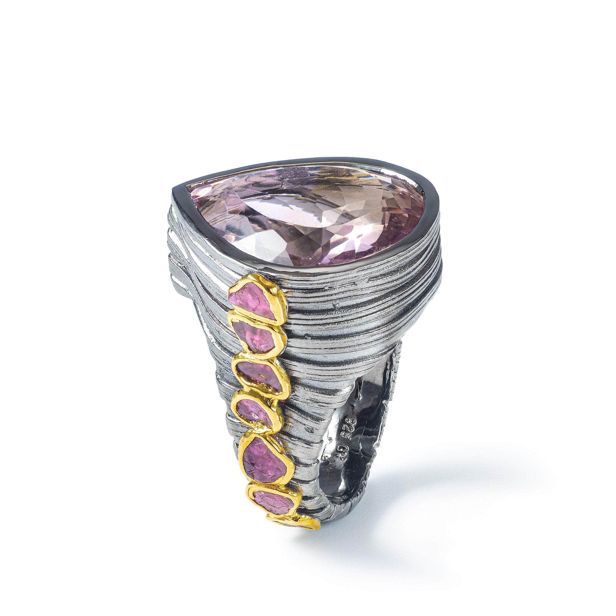 Thecla Amethyst and Rough Ruby Ring