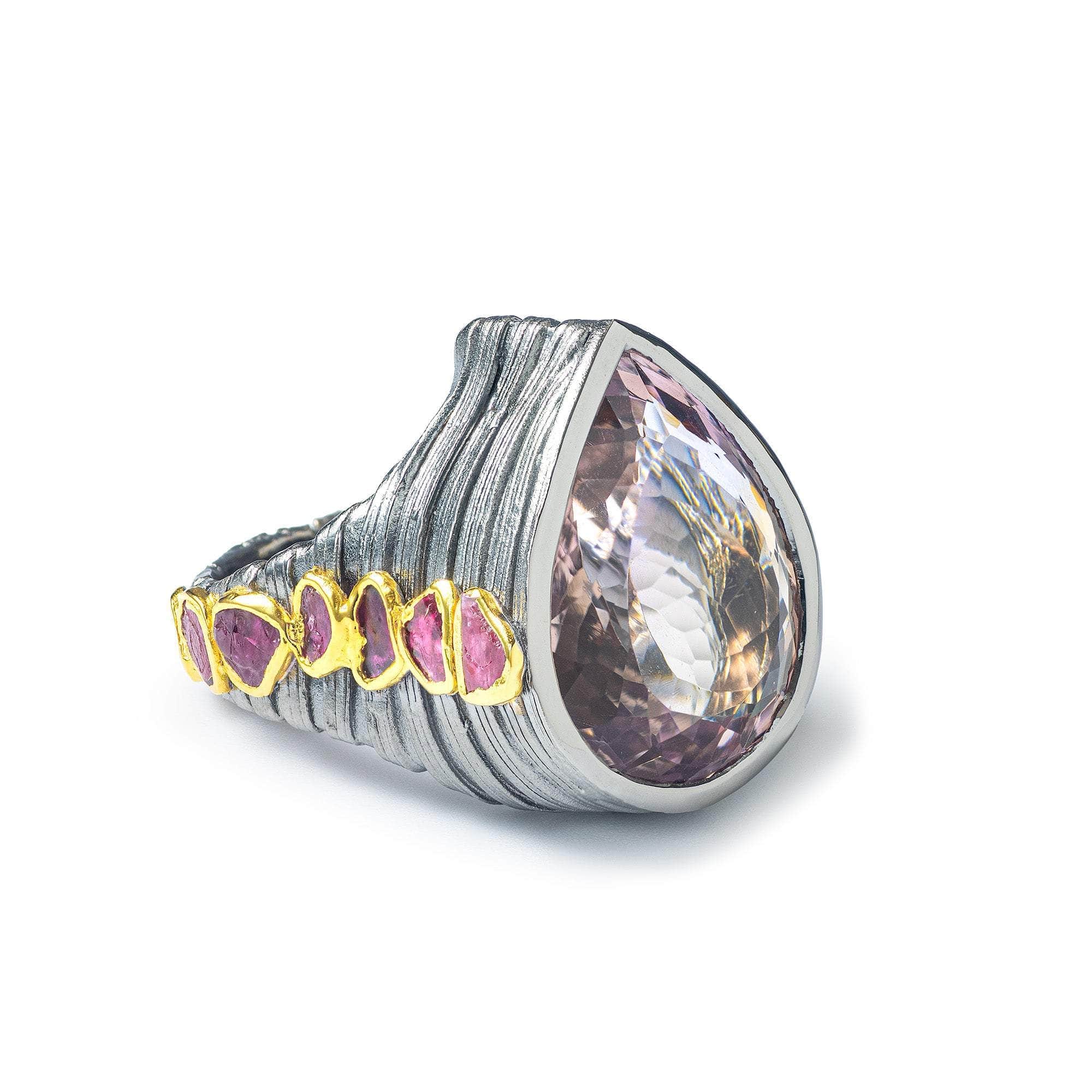Thecla Amethyst and Rough Ruby Ring