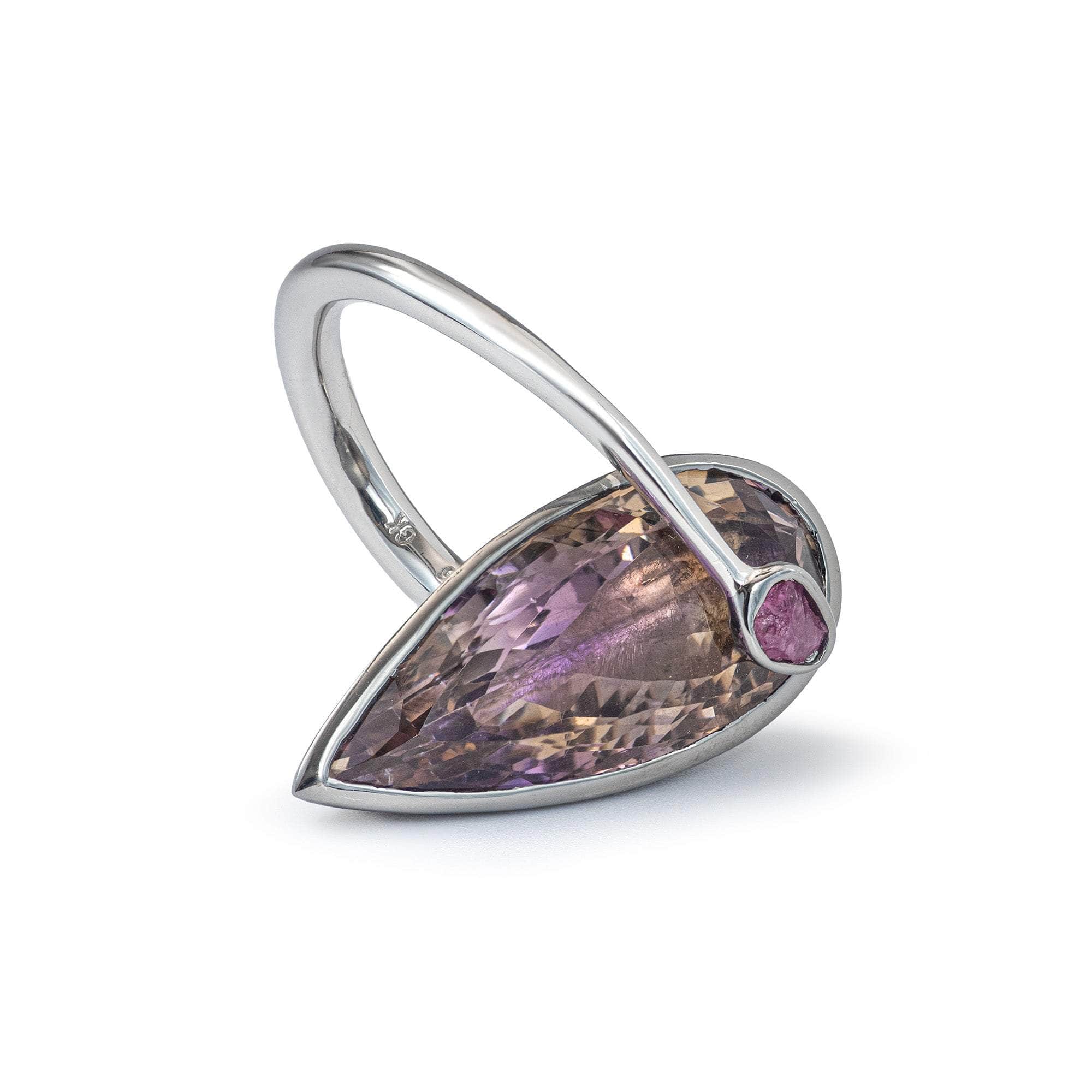 Seti Amethyst and Rough Ruby Ring GERMAN KABIRSKI