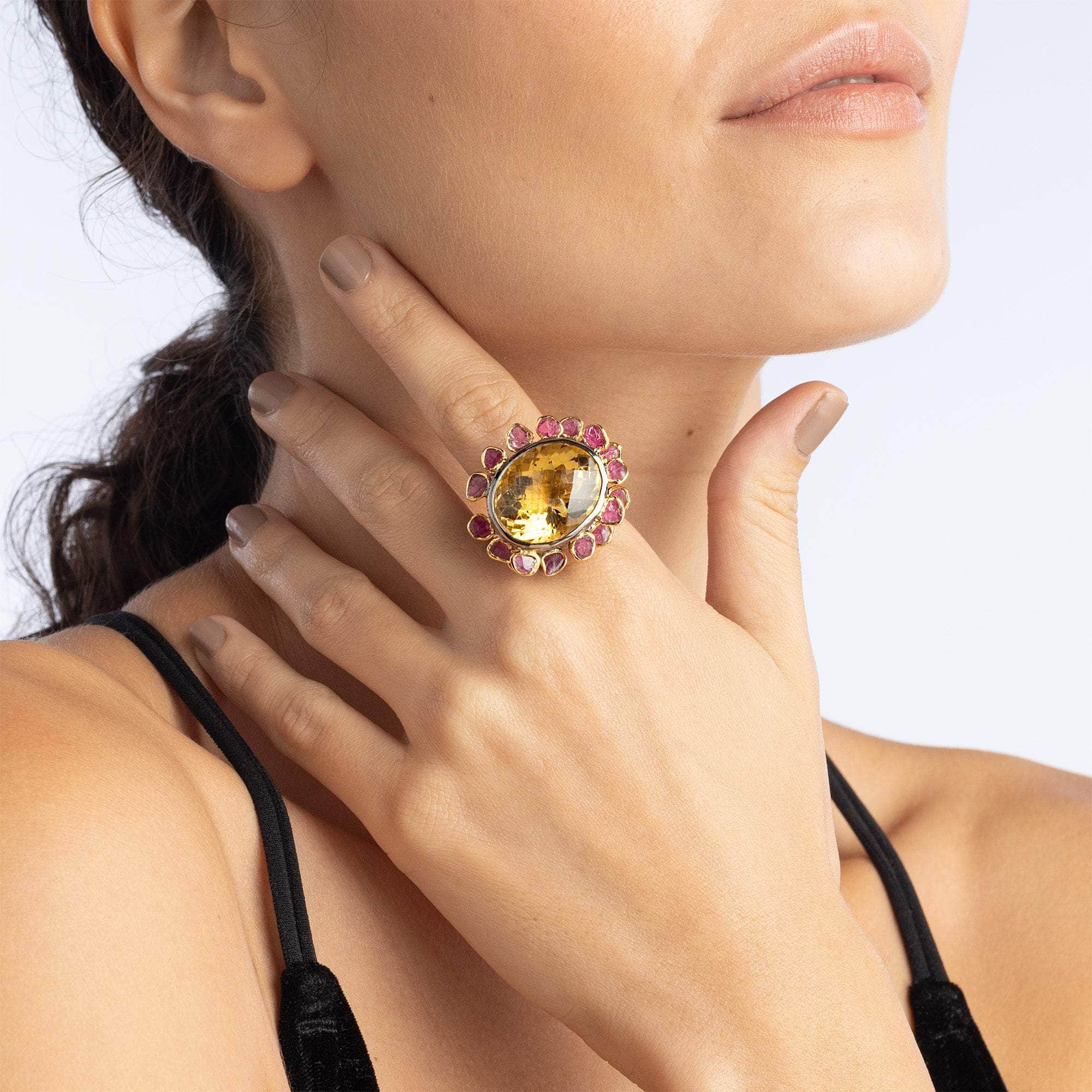 Blaiz Citrine and Rough Ruby Ring