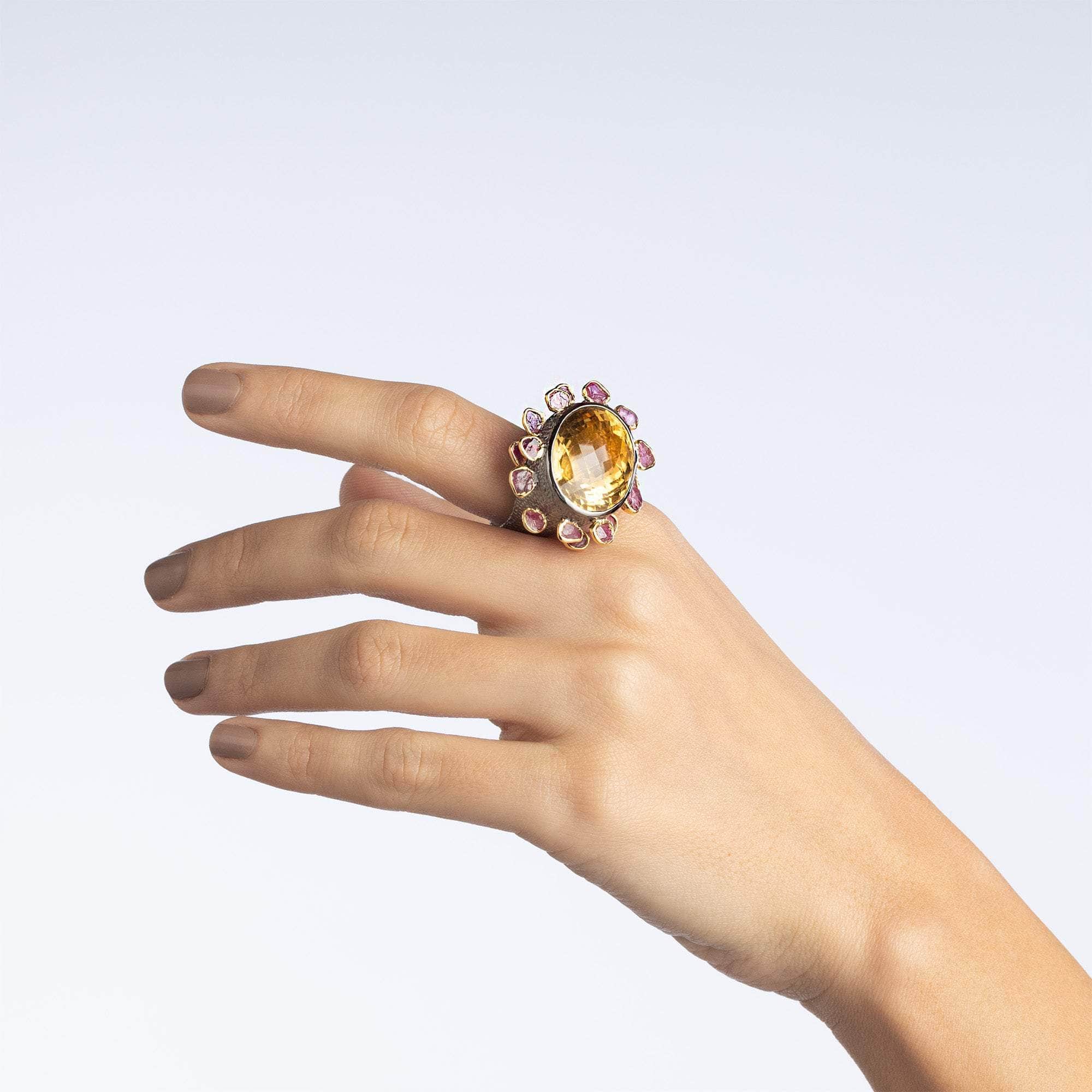 Blaiz Citrine and Rough Ruby Ring