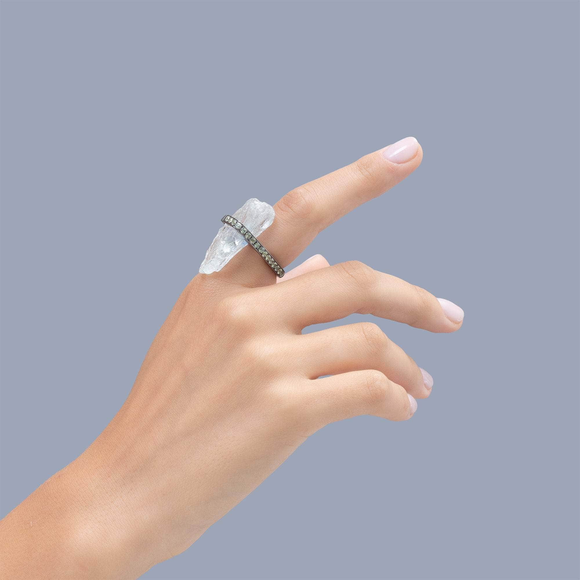 Reysh Rough Aquamarine and Sapphire Ring