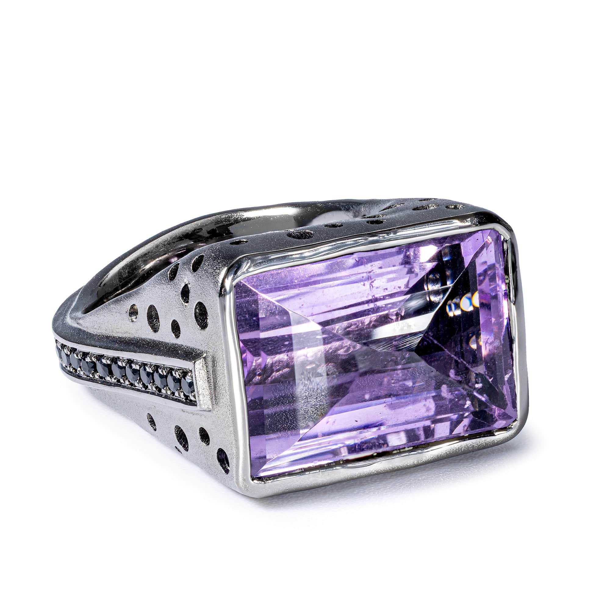 Tahoe Singular Edition Sterling Silver Ring With Amethyst & Black Spinel