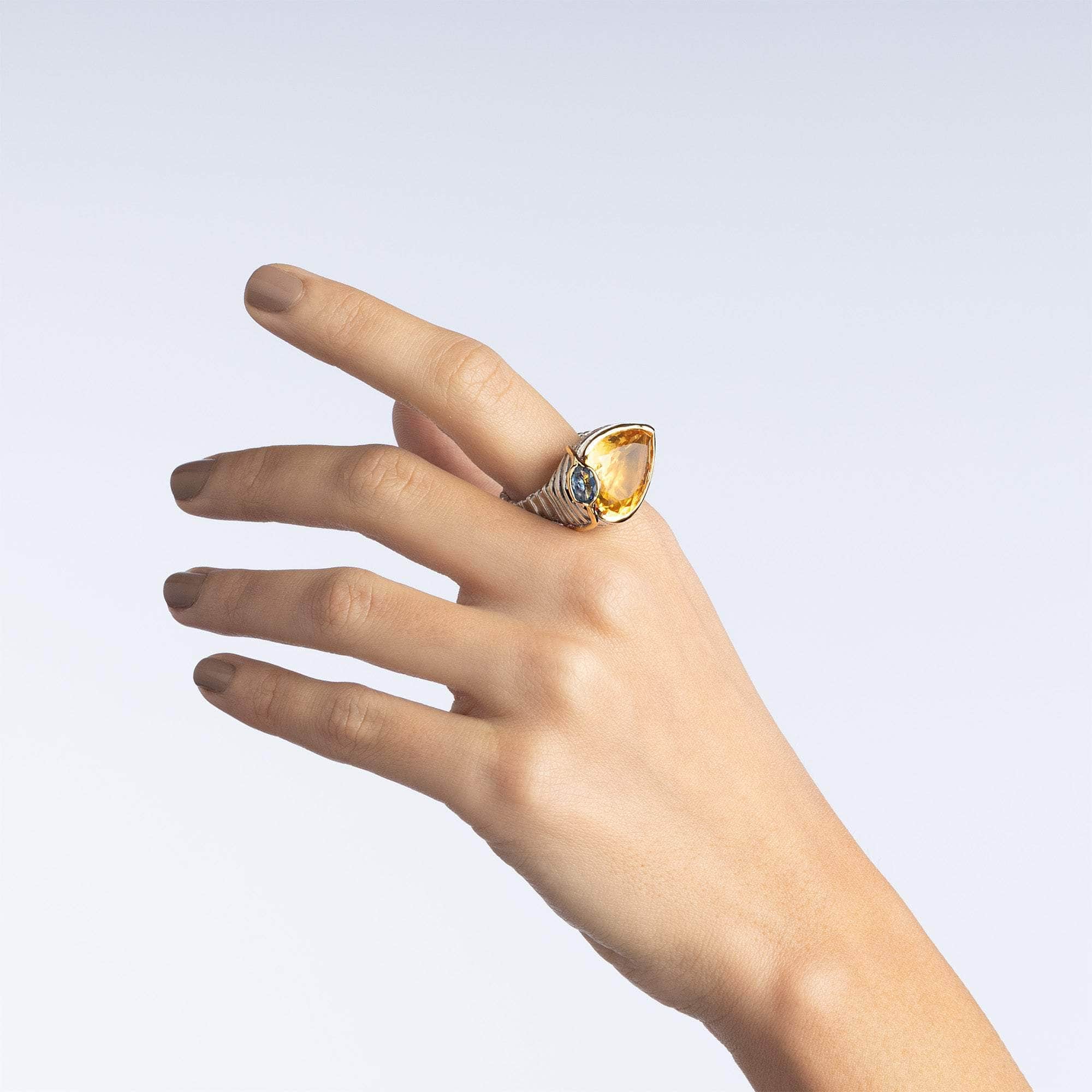 Frido Citrine and Sapphire Ring
