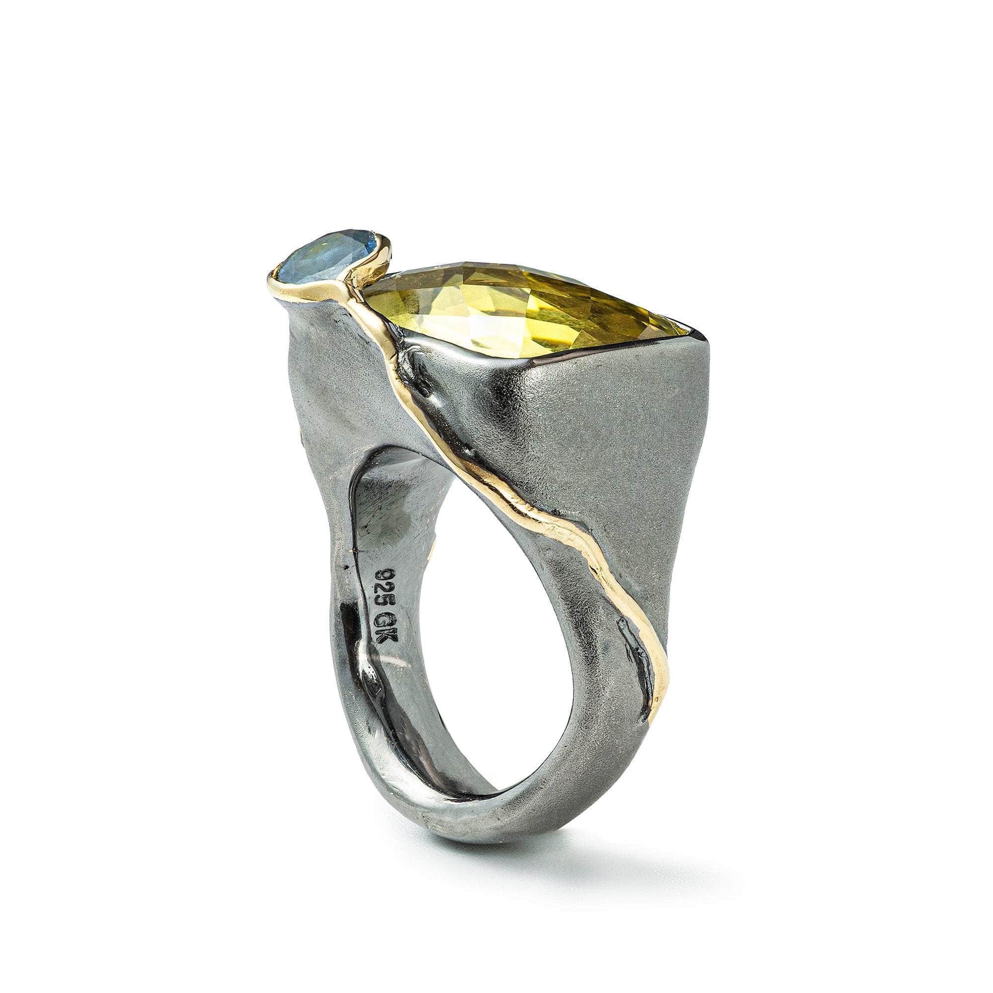 Rhine Lemon Quartz and Sapphire Ring