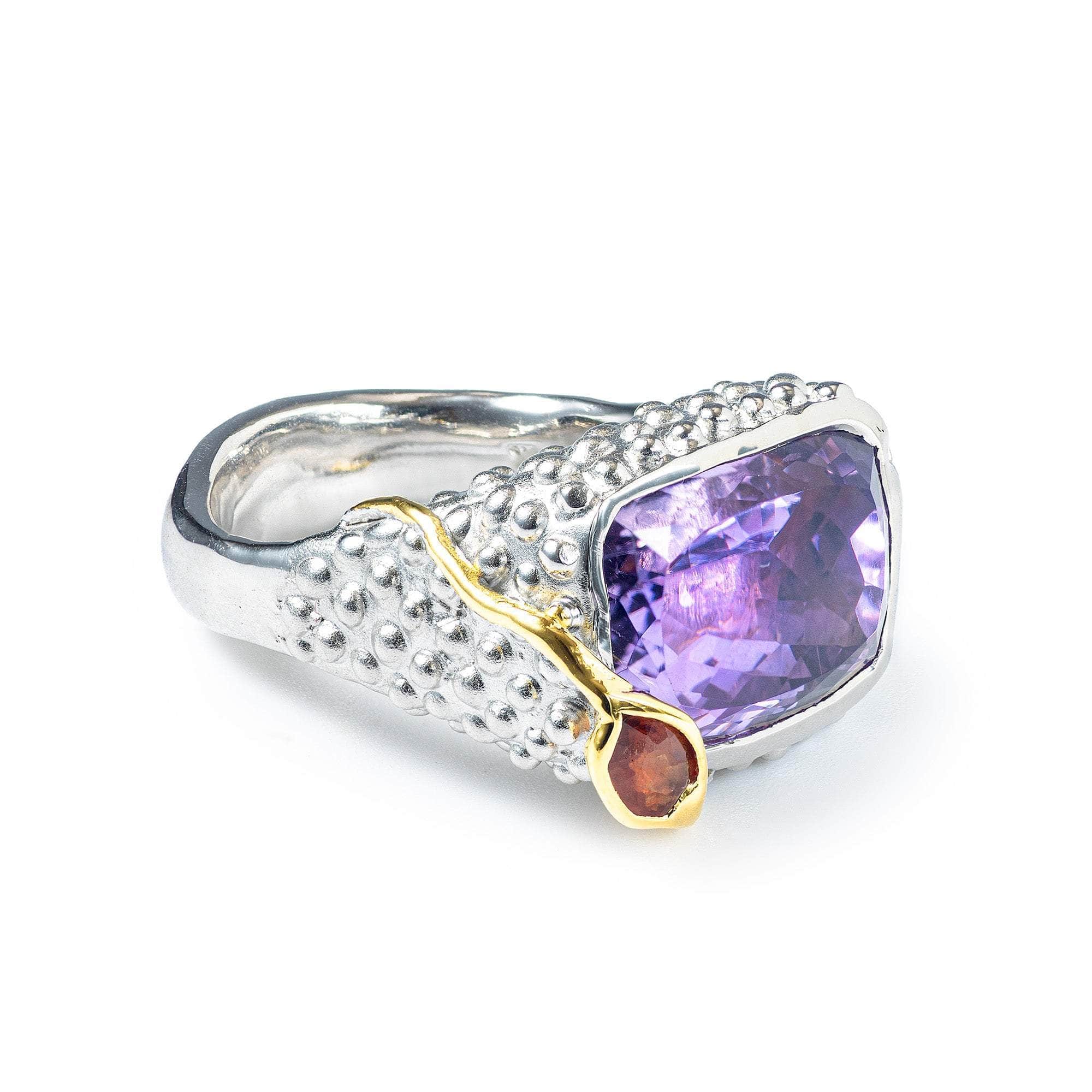 Kateri Amethyst and Rough Sapphire Ring