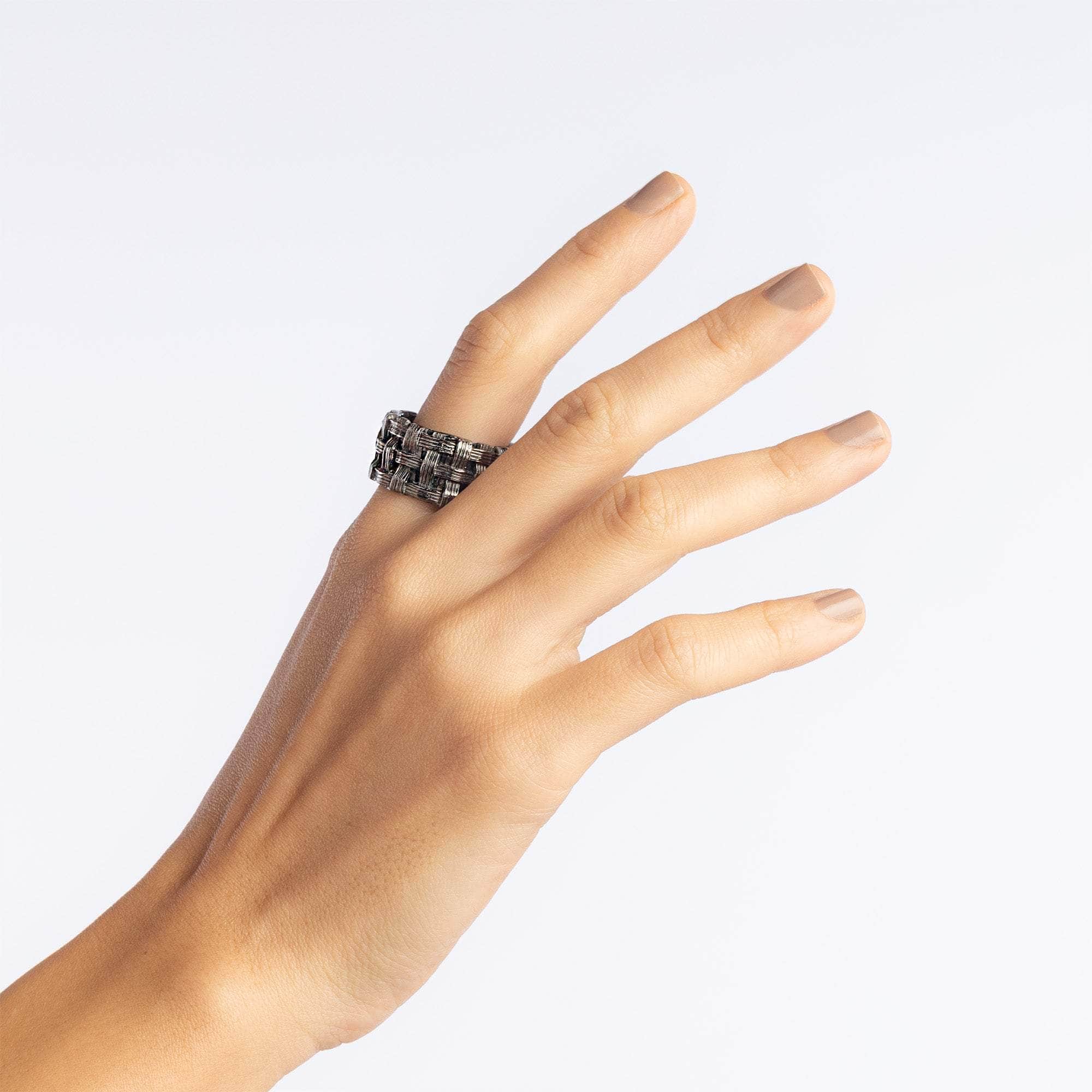 Atwa Singular Design Egoist Ring with Natural Ruby Gemstones Inside