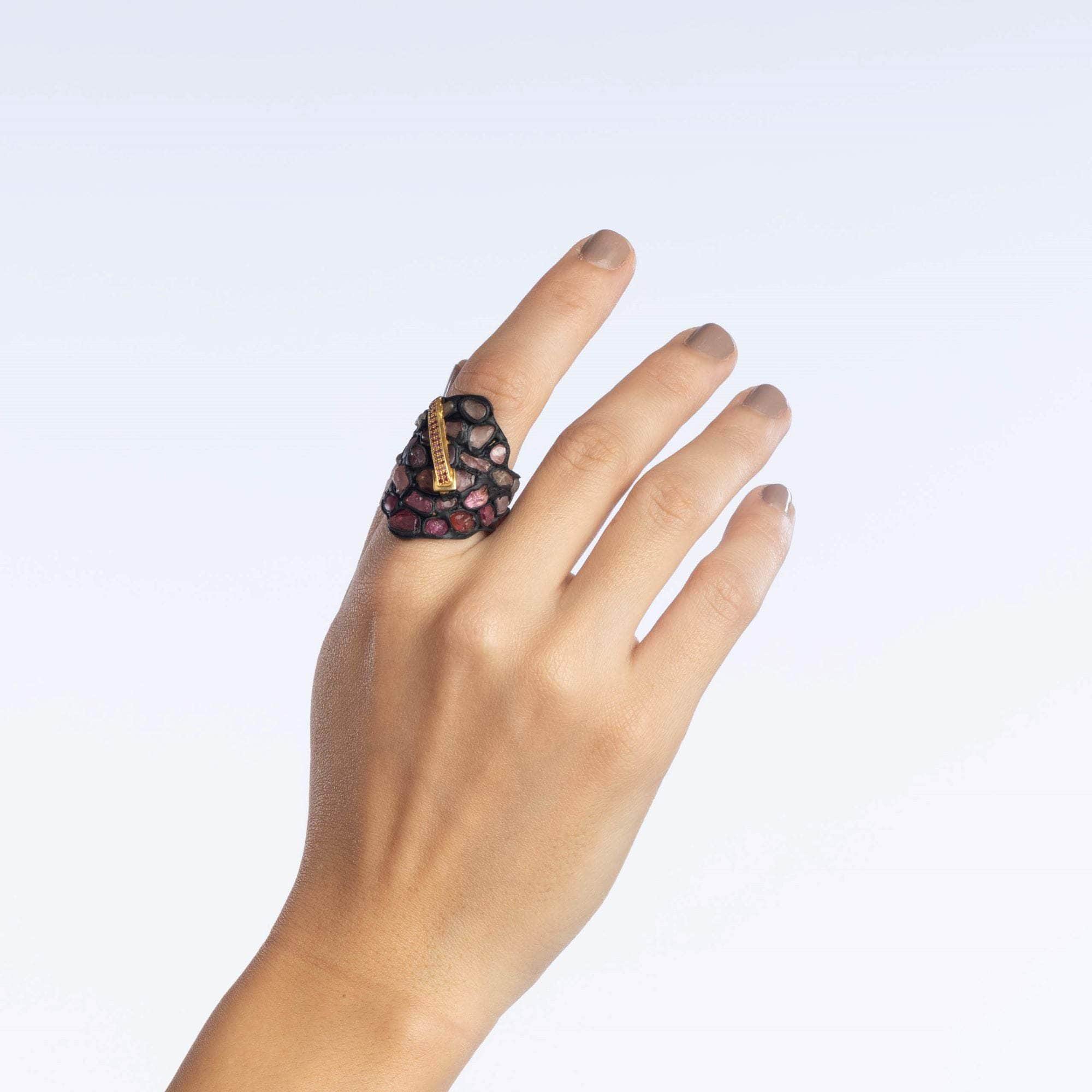 Ostura Rough Spinel and Ruby Ring