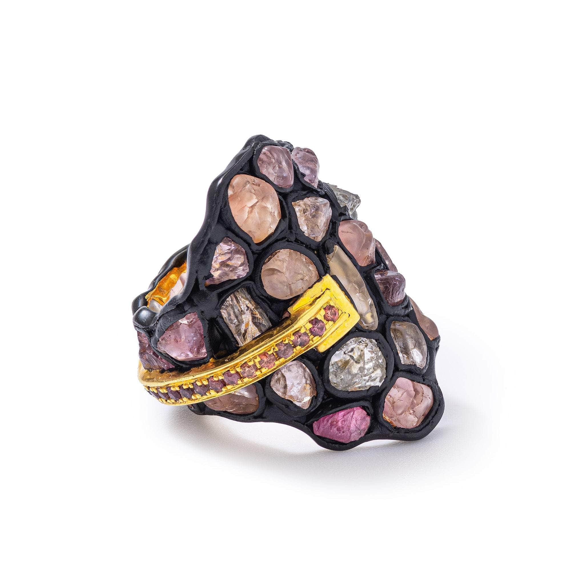 Pachad Rough Spinel and Sapphire Ring