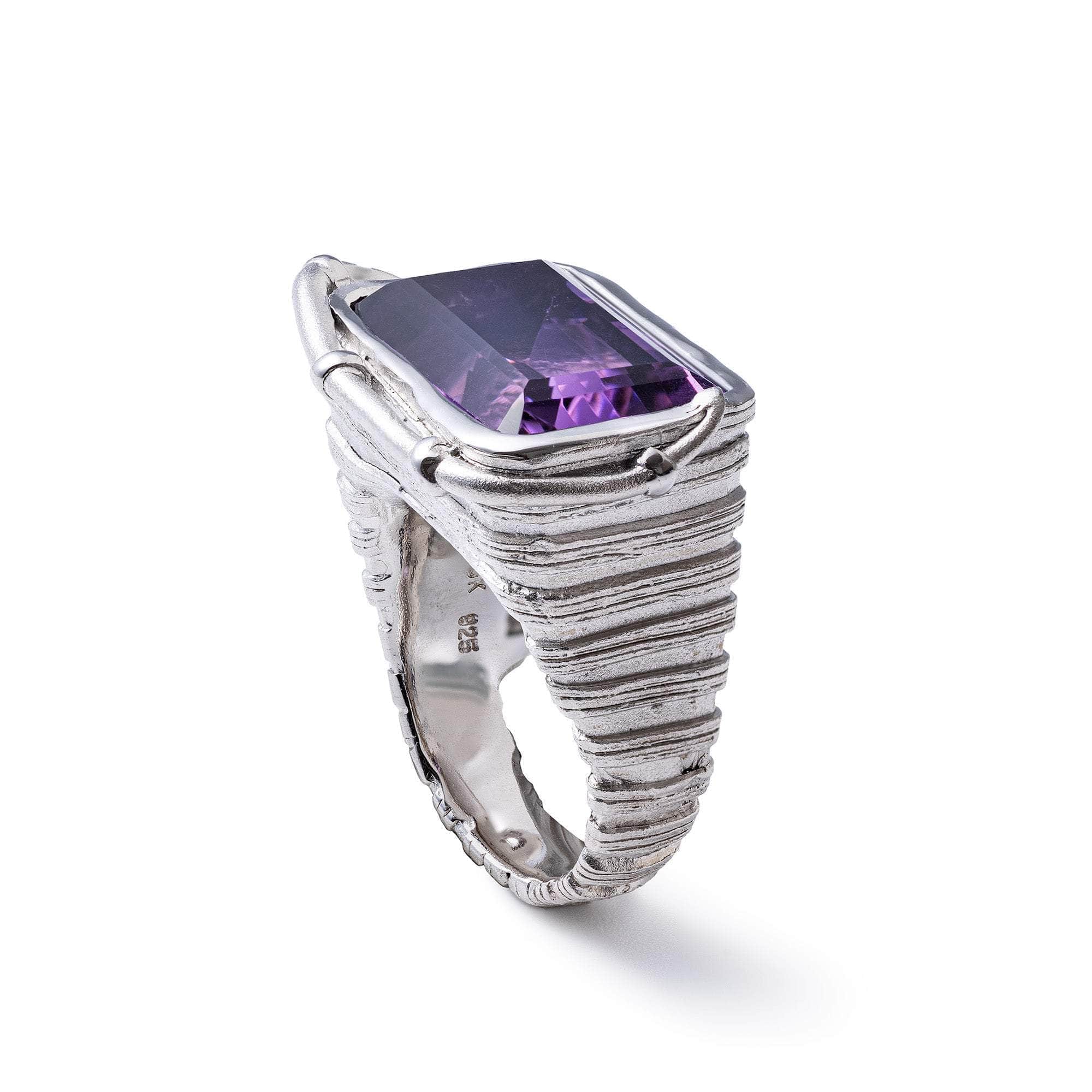 Scheldt Singular Edition 925 Sterling Silver Ring with Natural Amethyst