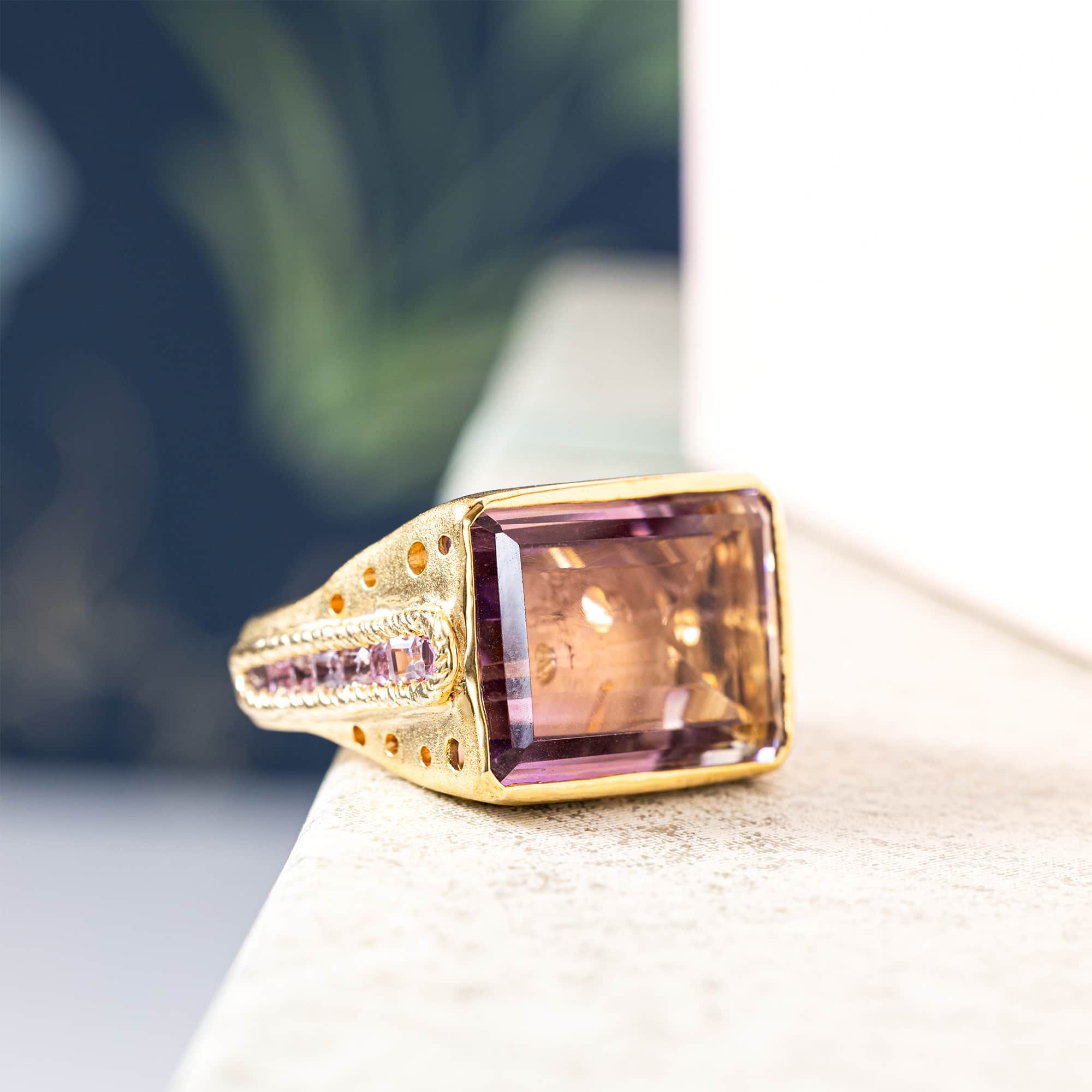 Peu Singular Edition Gold-Plated Sterling Silver Ring With Ametrine & Pink Sapphires
