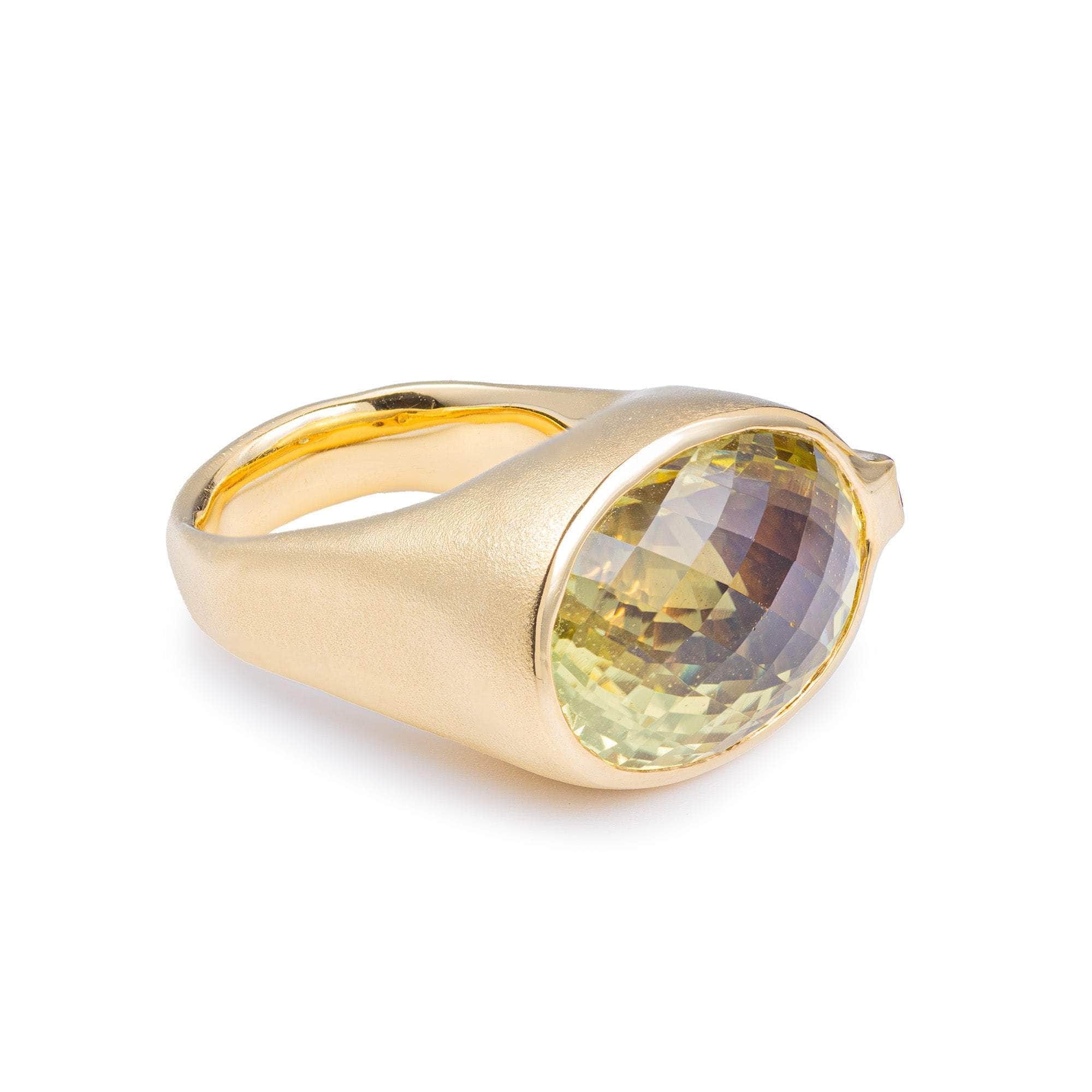 Jurua Lemon Quartz and Sapphire Ring