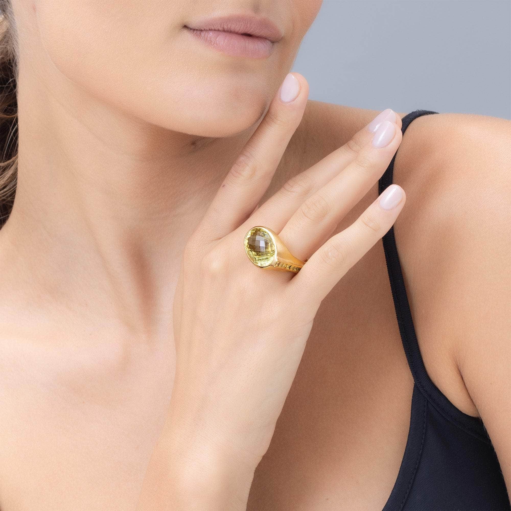 Jurua Lemon Quartz and Sapphire Ring