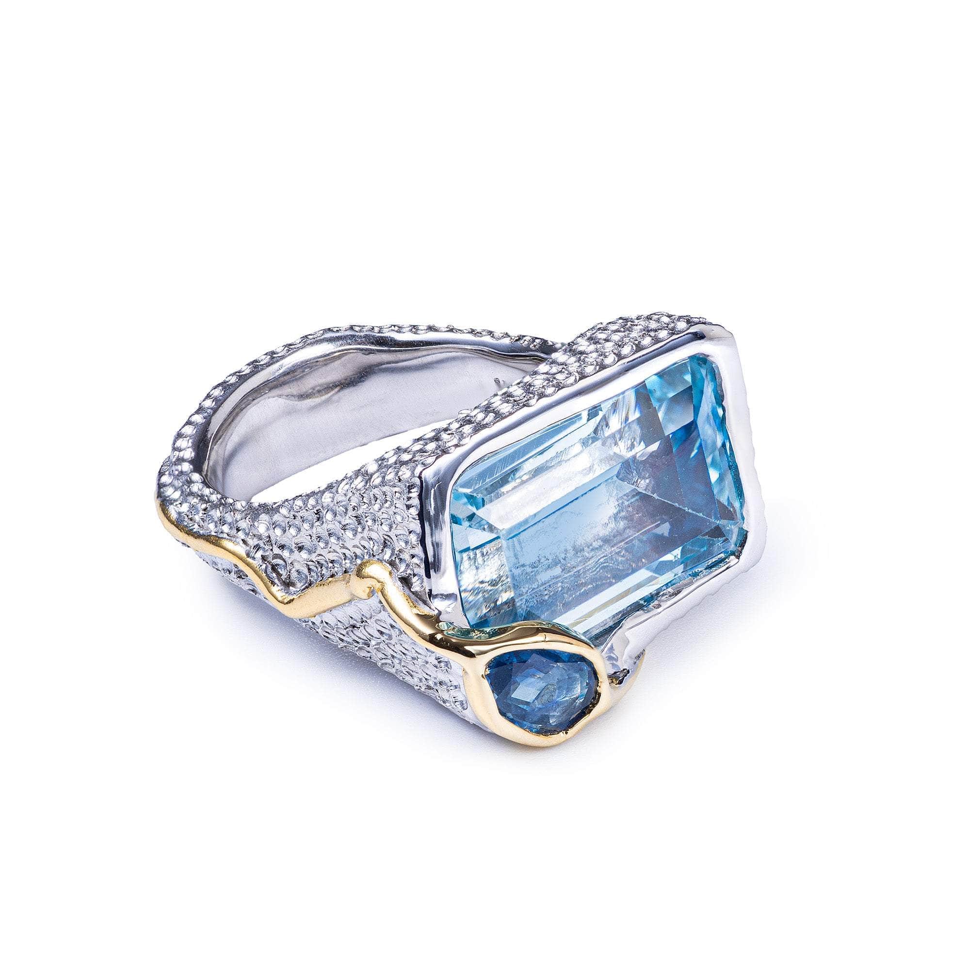 Maranon Singular Edition Silver Ring with Blue Topaz & Blue Sapphire