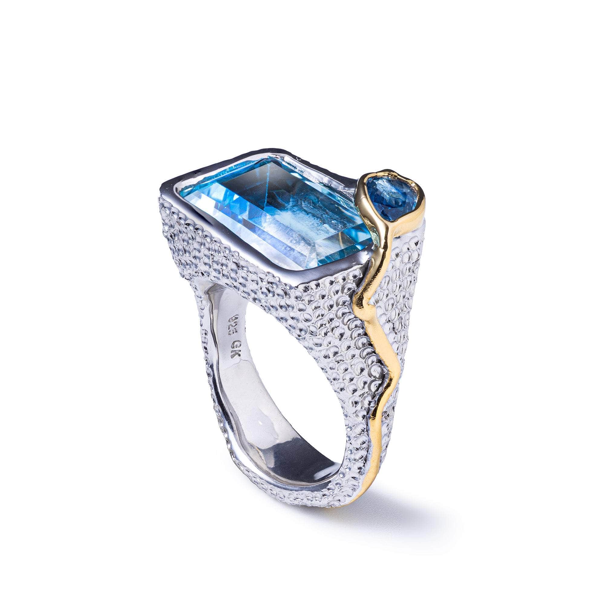 Maranon Singular Edition Silver Ring with Blue Topaz & Blue Sapphire