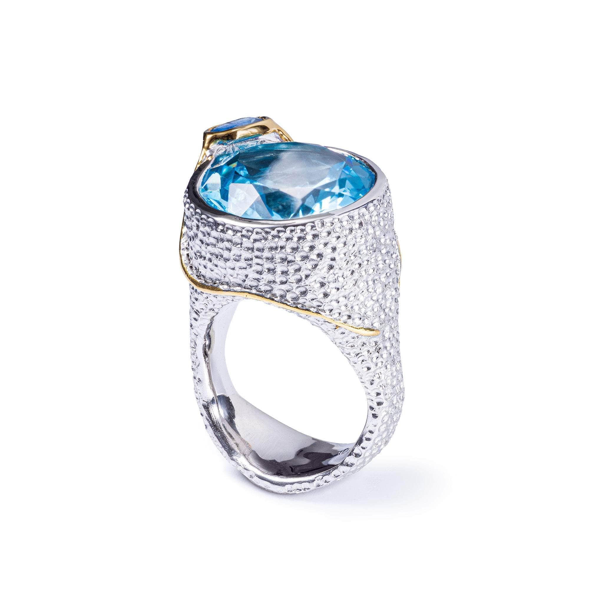 Polaris Blue Topaz and Sapphire Ring