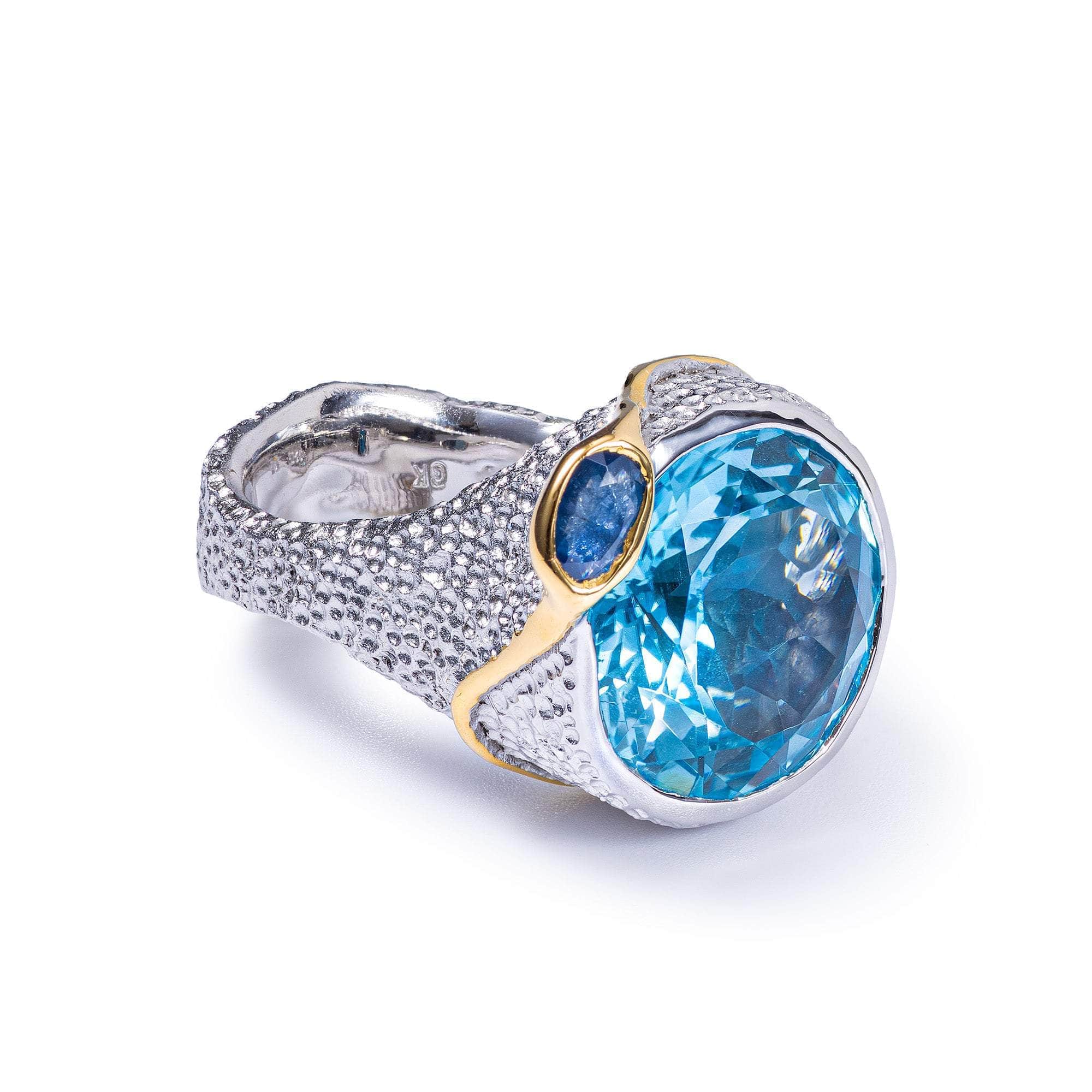 Polaris Blue Topaz and Sapphire Ring