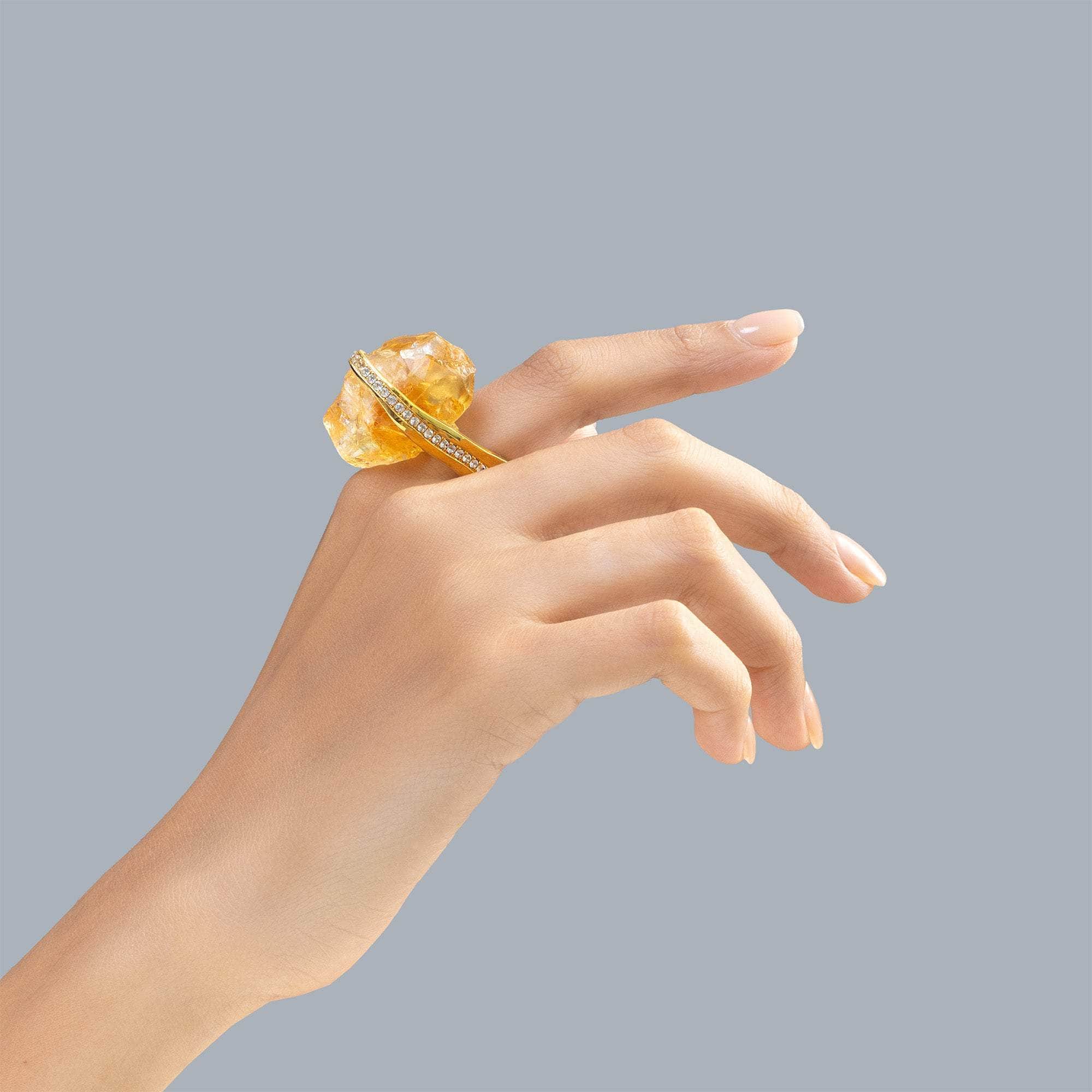 Ankaa Rough Citrine and Topaz Ring