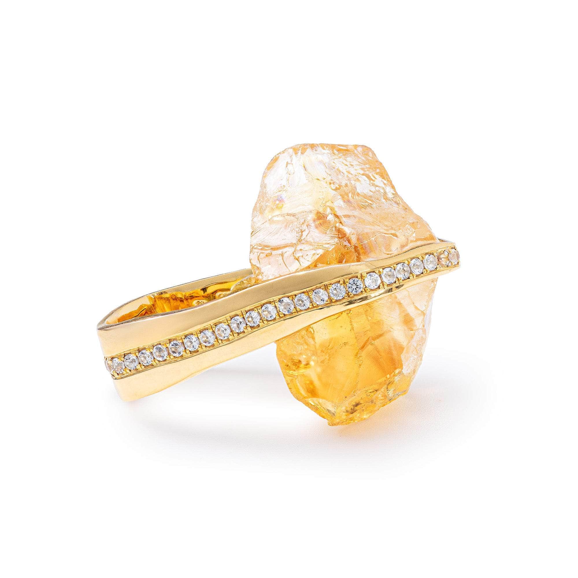 Ankaa Rough Citrine and Topaz Ring